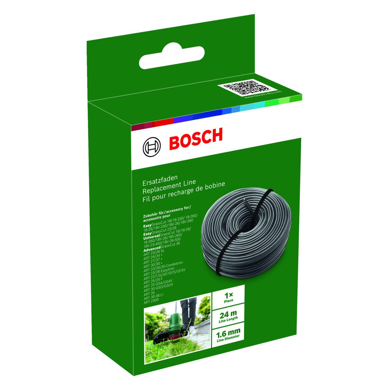 BOSCH Trimmerfaden Bosch Ersatzfaden 24 m (1,6 mm)