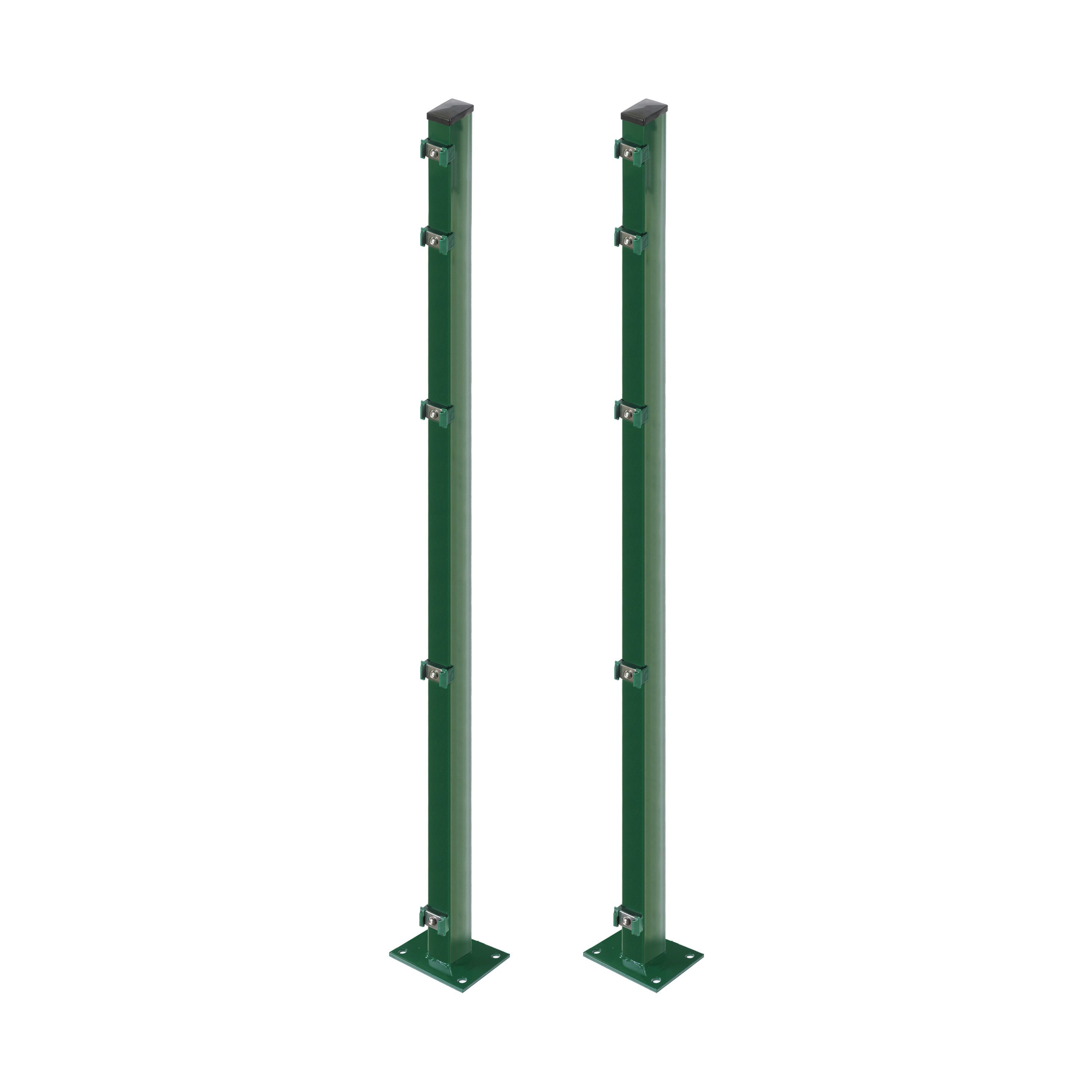 Arvotec Zaunpfosten Pfosten zum Aufschrauben für Mattenhöhe 180/183 cm Grün, 2 Stk, (Pfosten, 0-St), zum Aufschrauben mit angeschweißter Bodenplatte