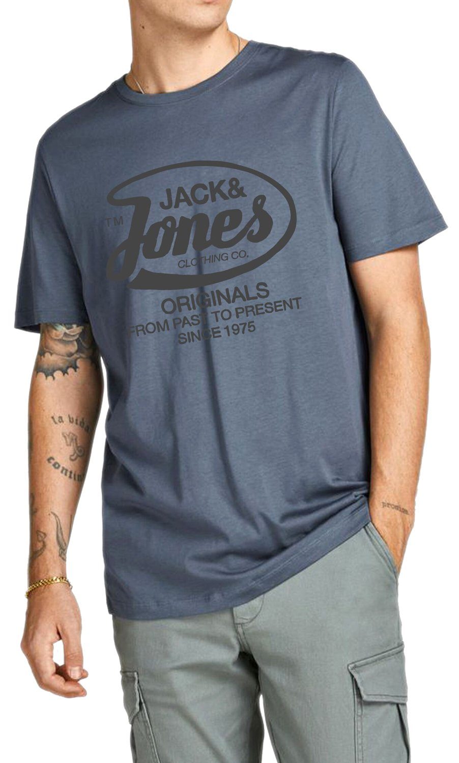 Jack & Jones Print-Shirt Regular Fit T-Shirt mit Rundhalsausschnitt OPT13 Dark Slate | T-Shirts