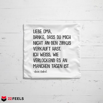 22Feels Dekokissen Oma Geschenk v. Enkel Geburtstag Weihnachten Frauen Deko Grossmutter, Deko mit Persönlichkeit