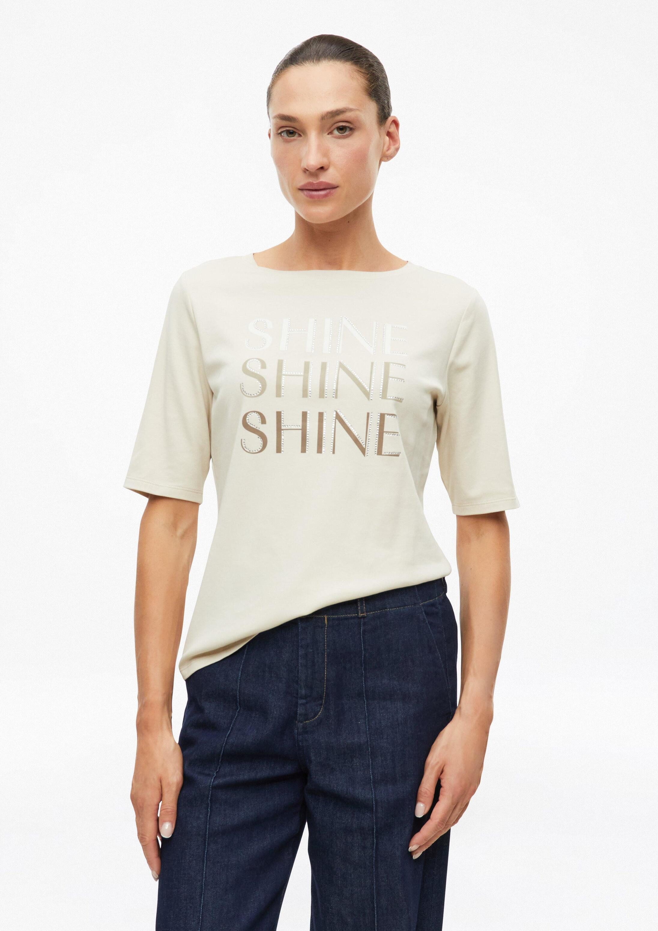 s.Oliver Kurzarmshirt T-Shirt T-Shirt mit Print und Schmucksteinen