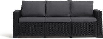 Allibert Gartenbank Allibert Gartenlounge Sofa 3-sitzer California, graphit, Rattanoptik (1-St)