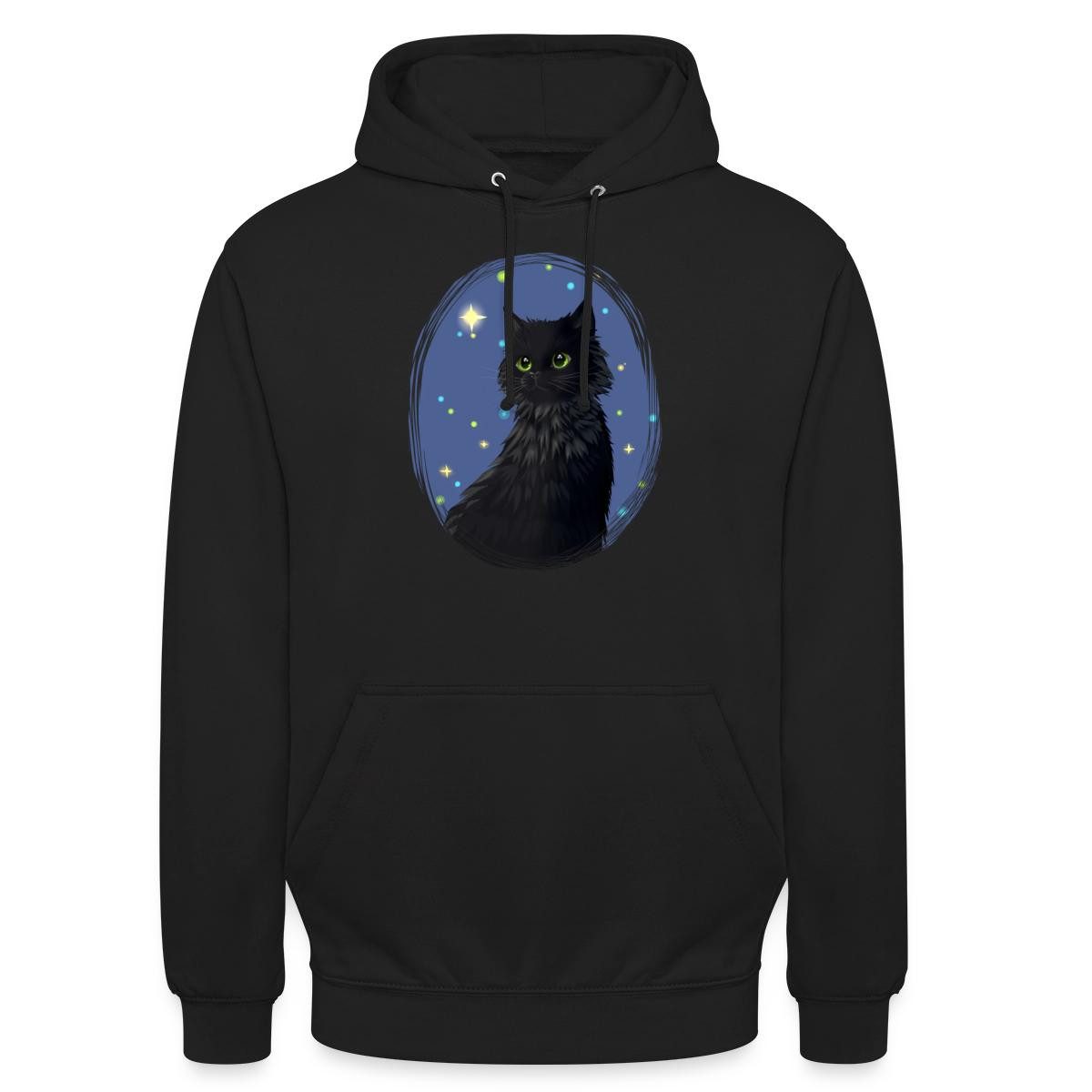 Spreadshirt Hoodie Schwarze Katze Mit Grünen Augen Unisex Hoodie (1-tlg)
