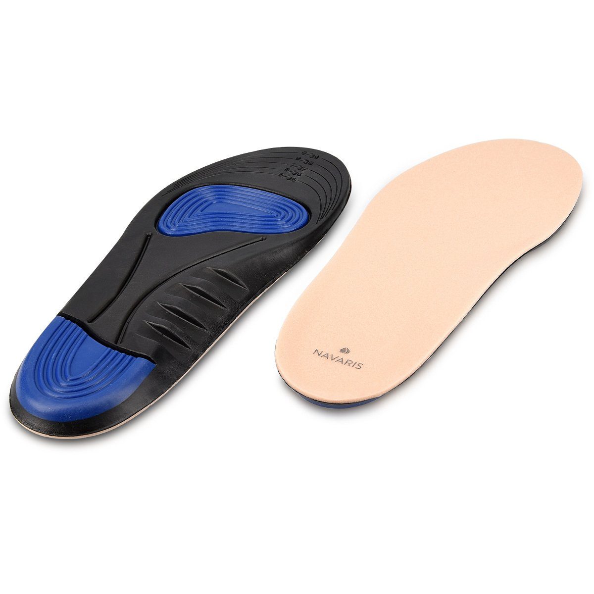 Navaris Galoschen, S/M Schuh Einlagen Sohlen für empfindliche Füße -  Schuheinlagen für Arbeitsschuhe Wanderschuhe - aus Plastazote  Gedächtnisschaum und Gel