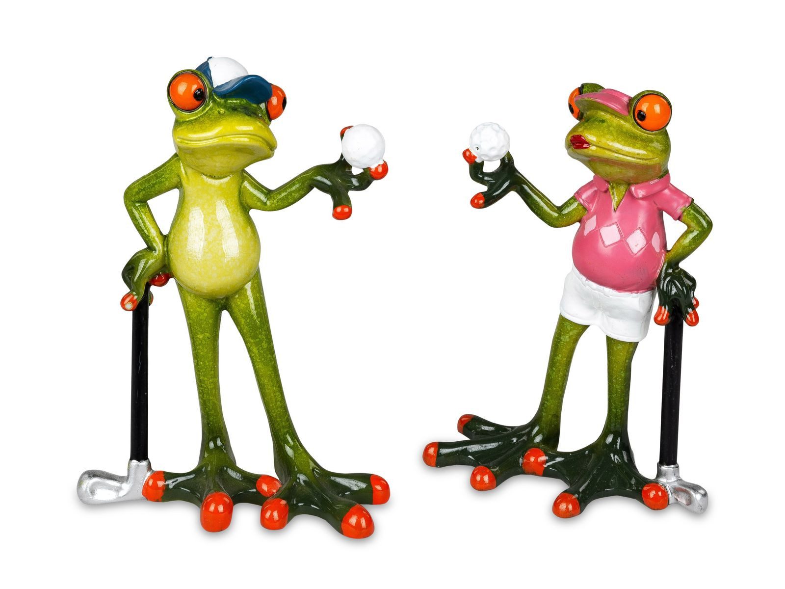 formano Sammelfigur 2er Set lustige Frösche Figur Golfspieler Golf Poly 15 cm