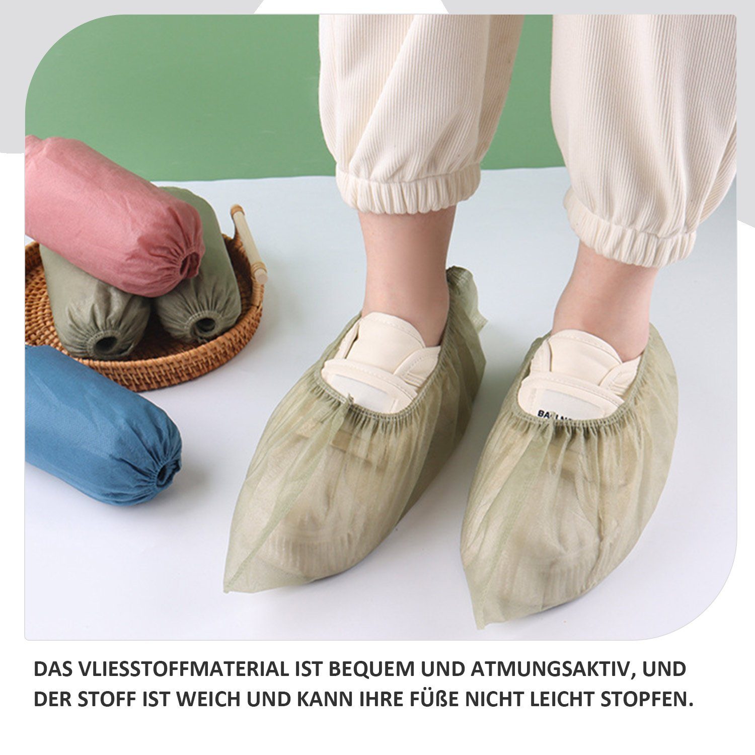 rutschfest Schuhüberzieher hygienische 100 Stück Schuhüberzieher Daisred Einweg-Stiefel Grün