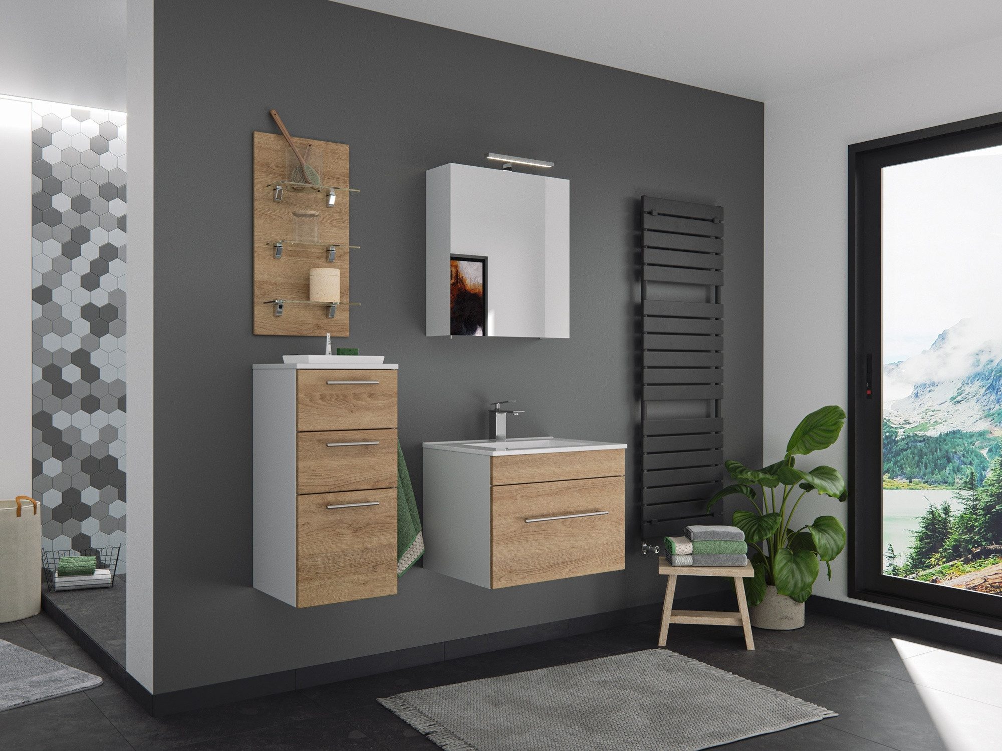 Posseik Badmöbel Pieni Slimline Für Gäste-WC 40 Cm SoftClose Weiß