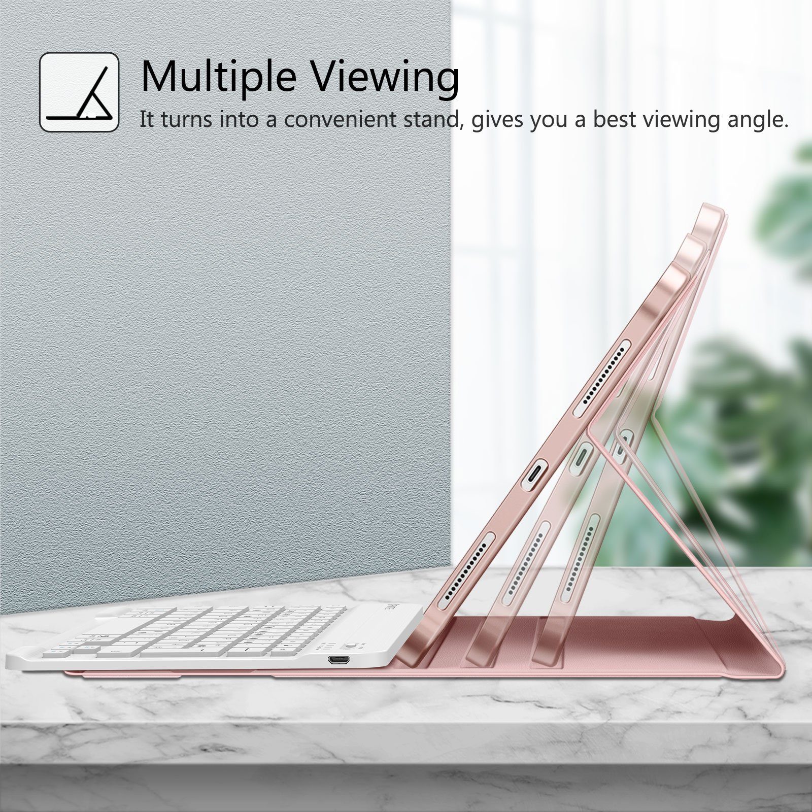 Fintie Tablet-Hülle für iPad Air 11 Zoll M3/M2 (2025/2024), iPad Air 5./4. Gen (2022/2020) 10,9 Zoll, mit magnetisch abnehmbarer Tastatur, TPU Rückschale mit Stifthalter