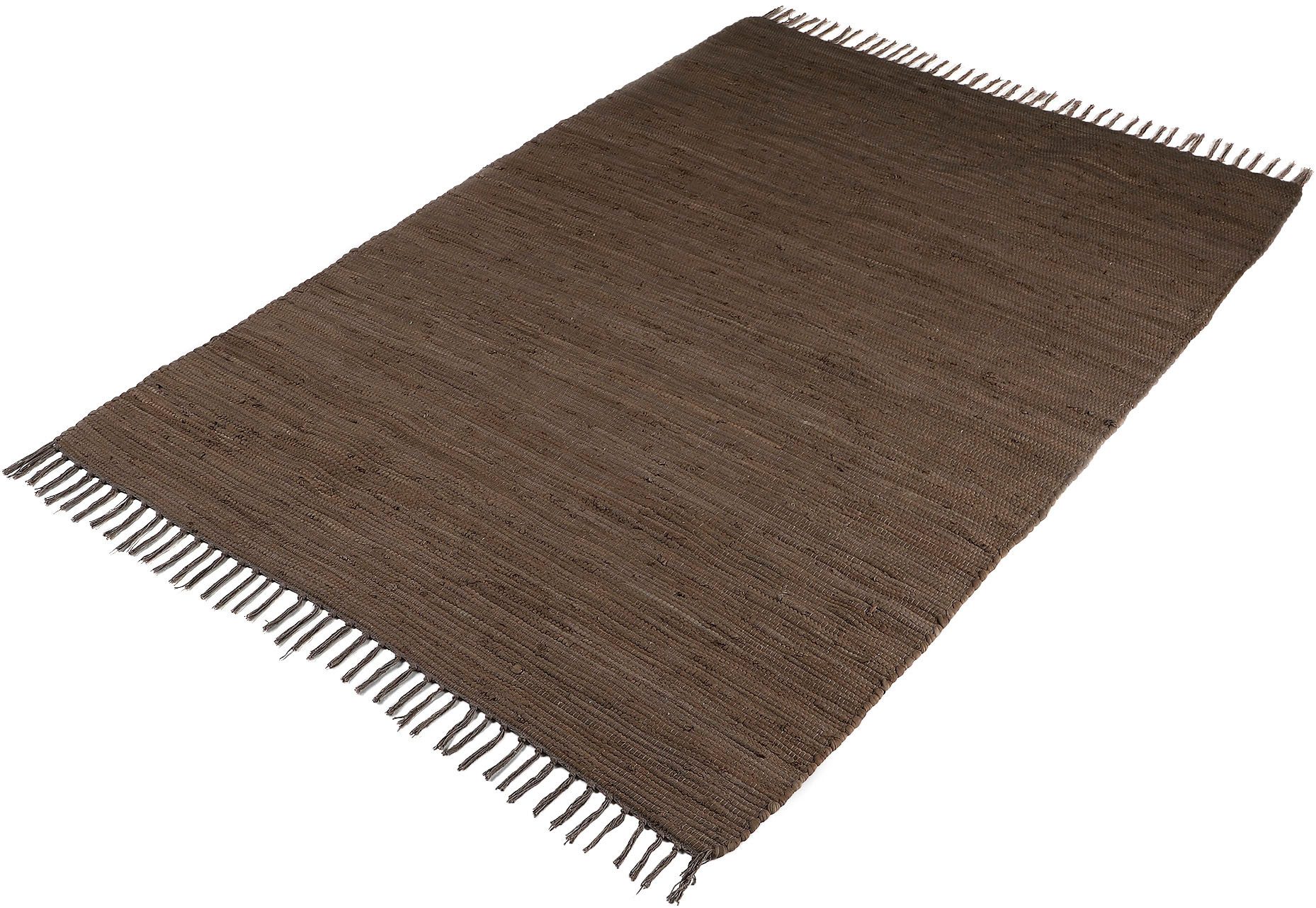 carpetfine Teppich Kelim Chindi uni, auch als Läufer, rechteckig, Höhe: 5 mm, Wendeteppich, reine Baumwolle, handgewebt, Uni-Farben, mit Fransen