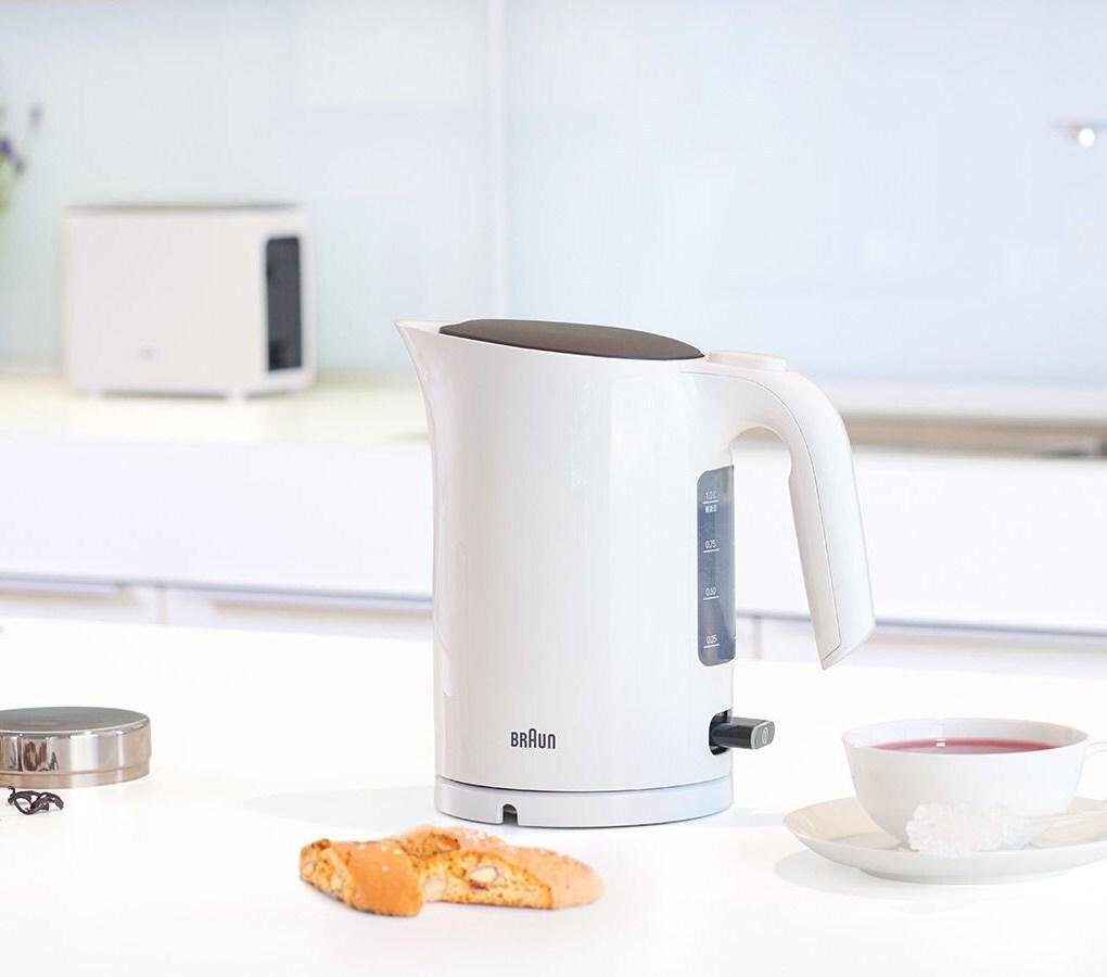 Braun Wasserkocher PurEase WK 3110 WH, 1.7 l, 3000 W, zwei Wasserstandsanzeigen, Schnellkochsystem