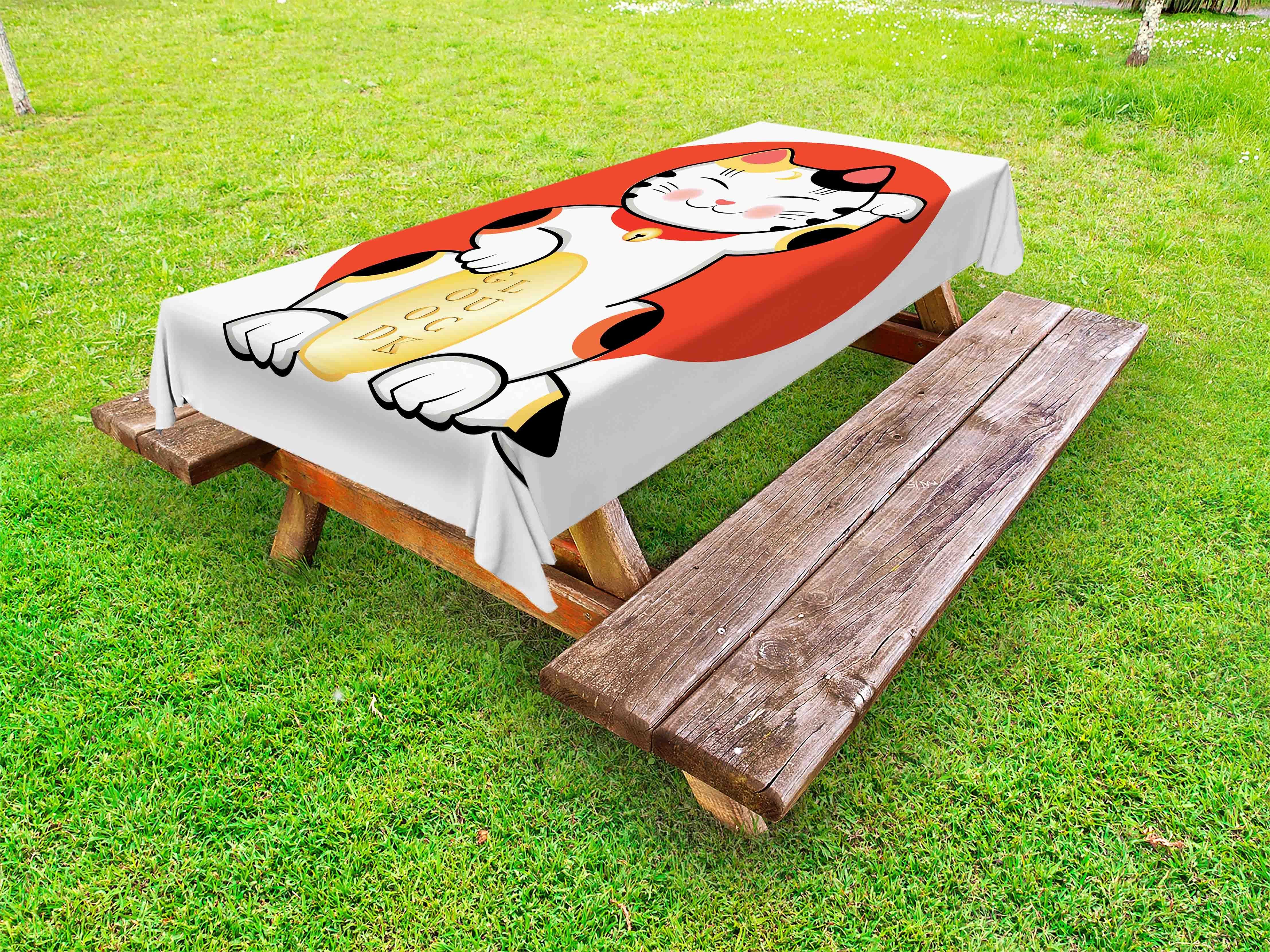 Abakuhaus Tischdecke dekorative waschbare Picknick-Tischdecke, japanische Katze Good Luck Symbol Katze