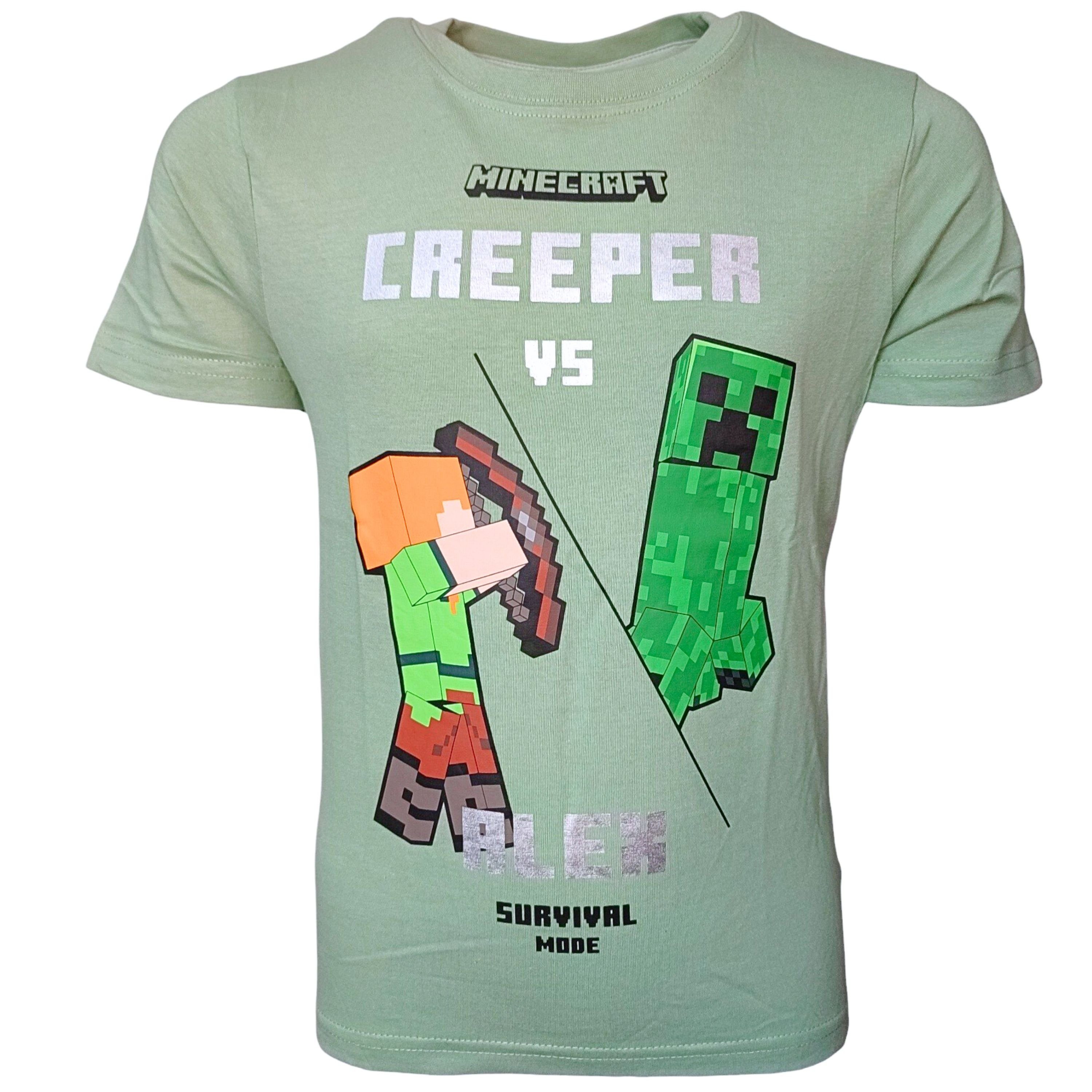 Kurzarmshirt 116-152 Creeper Kinder vs Minecraft Alex Gr. cm Gamers T-Shirt