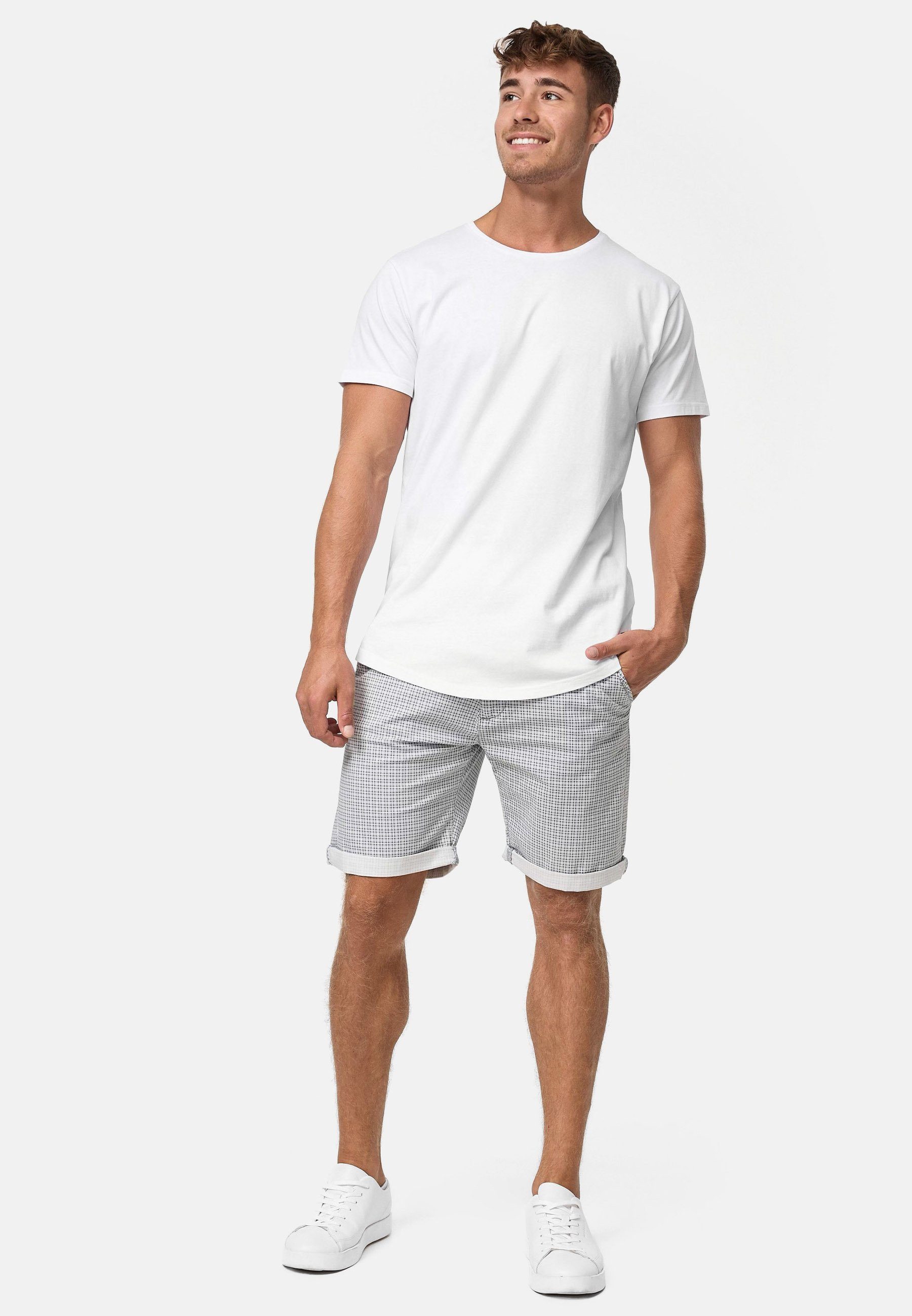 INDICODE Chinoshorts Herren Bourchier Chino Shorts Herrenshorts Chino Shorts mit modernem Karomuster und einem Gürtel – Bild 5 von 5