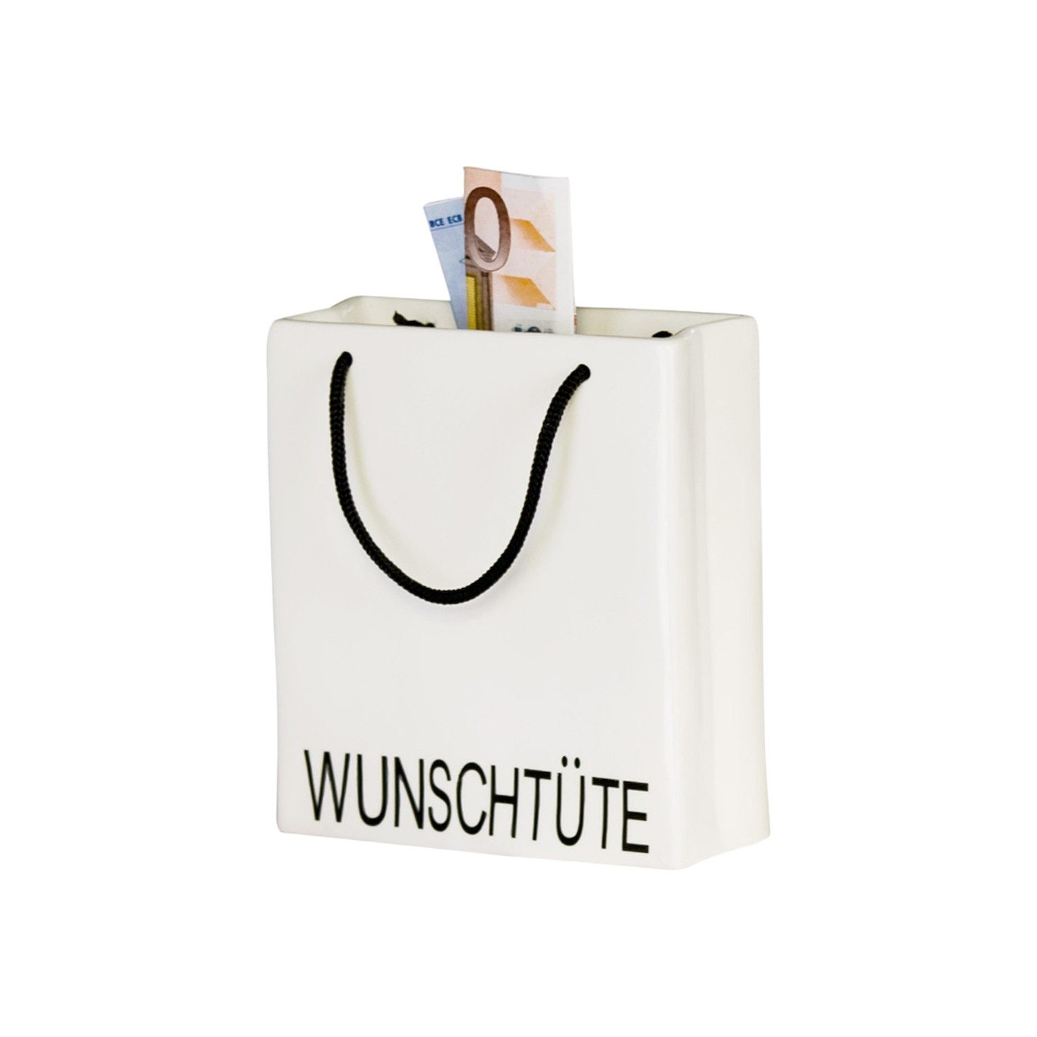 GILDE Spardose WUNSCHTÜTE - Spardose - weiß aus Porzellan - Geldgeschenk, (1xSpardose, 1 Stück), Spardose - Geldbeutel - Geschenk für Wünsche - Geburtstag