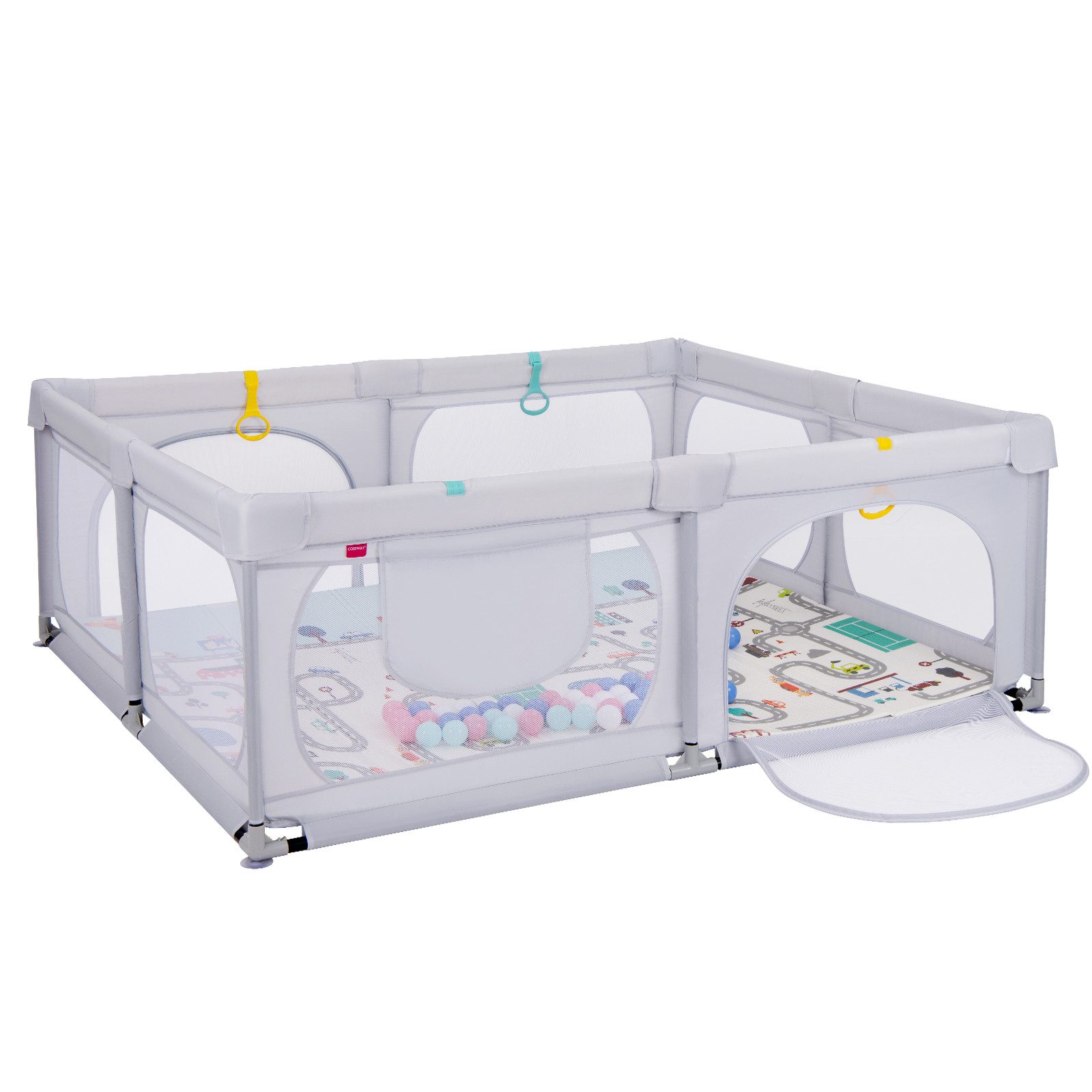 COSTWAY Laufgitter, Laufstall mit Matte, 50 Meeresbällen, für Baby günstig online kaufen