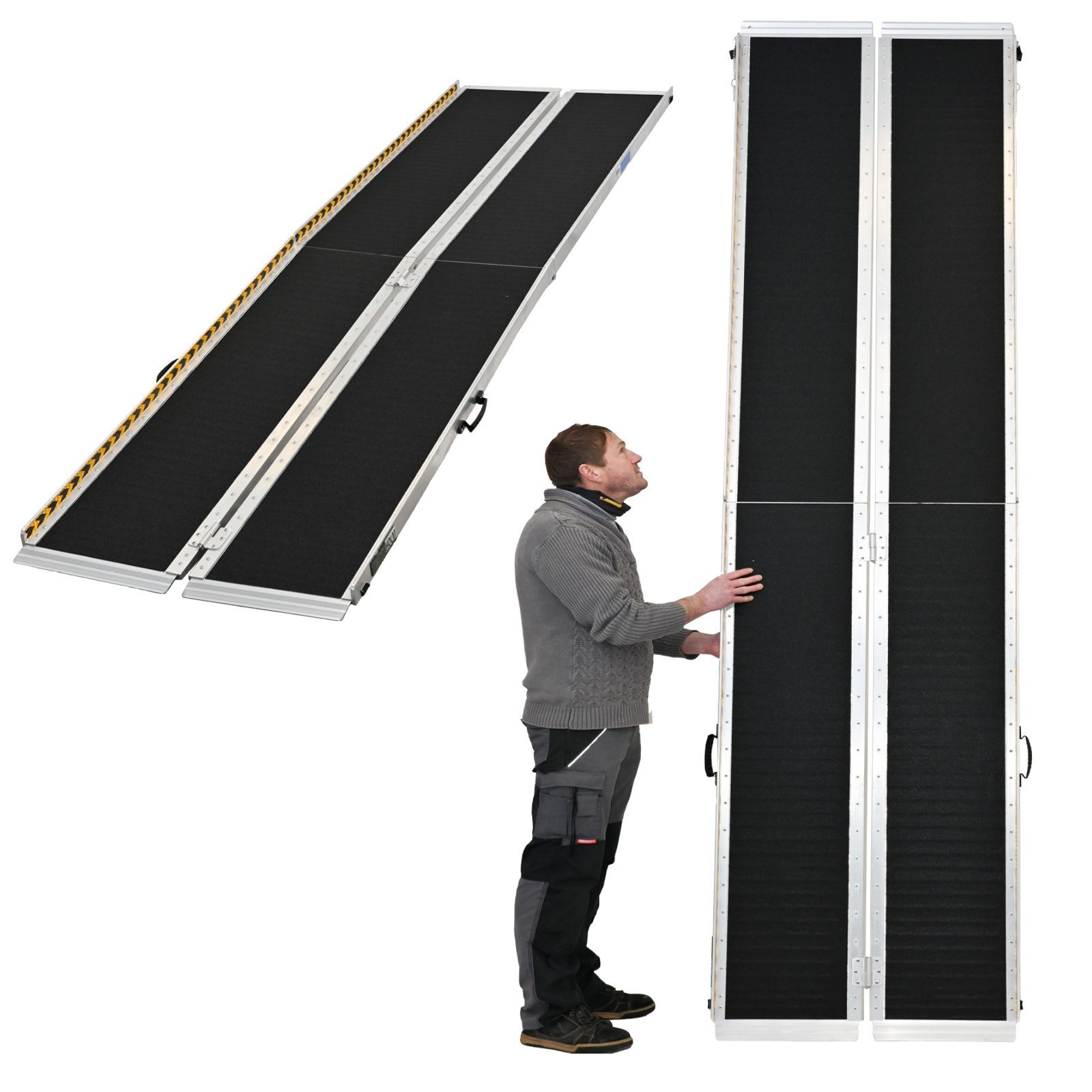 TRUTZHOLM Auffahrrampe Alu 2-fach klappbar 305 cm Traglast 272 kg Antirutsch beschichtet (Stück, 1-St), Friktionsbeschichtung
