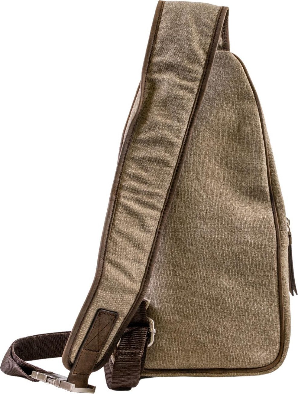 Passatore Umhängetasche für Herren Body Bag Canvas Tasche braun Multifunktionstasche, Pfeifentasche aus Canvas und Echtleder braun/sand