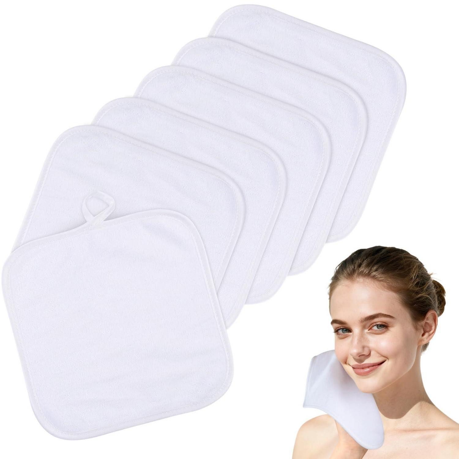 LuxusKollektion Gesichtstücher 6er Pack 20x20cm Weiß Mikrofasertuch (Textil, 20x20 cm, 6-tlg)
