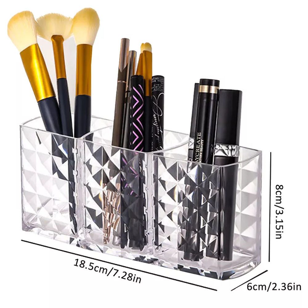 SURFOU Organizer Schminktisch Organizer Make Up Pinselhalter Kosmetik Aufbewahrung (Make-up Organizer, Kosmetikpinselhalter, Kristall Acryl Aufbewahrung, 1 St., 3 Fächern Make-uppinsel-Aufbewahrungsbox), für Büros, Badezimmer, Küchen, Schlafzimmer