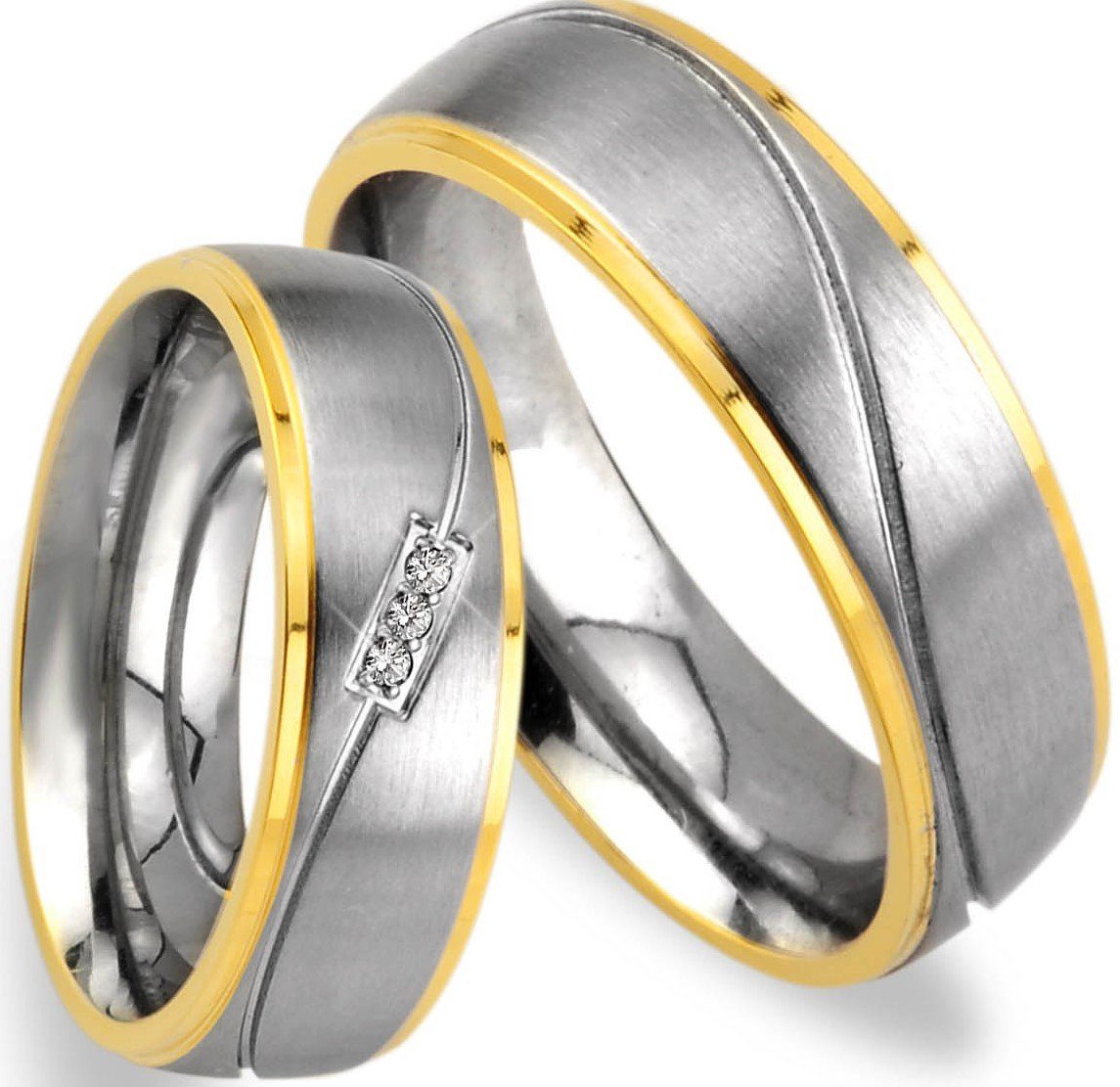 2 Ringe Eheringe Trauringe Verlobungsringe GOLD Platiert Gravur GRATIS TE61