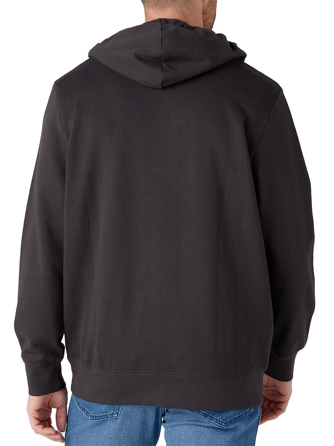 Wrangler - Regular Logo Fit Kapuzensweatshirt Black Faded Hoodie