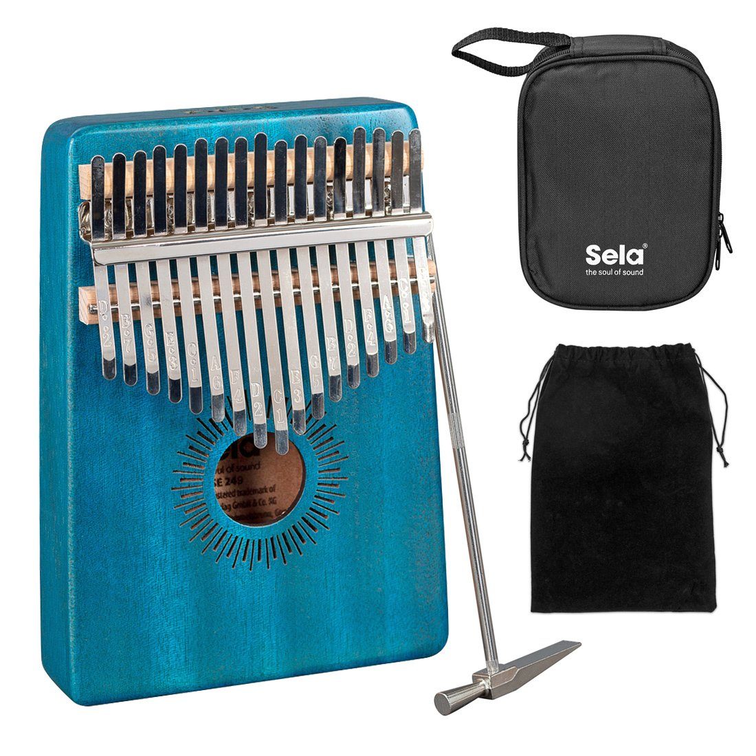 Kalimba Sela SE249 Kalimba Mahagoni 17 Blau