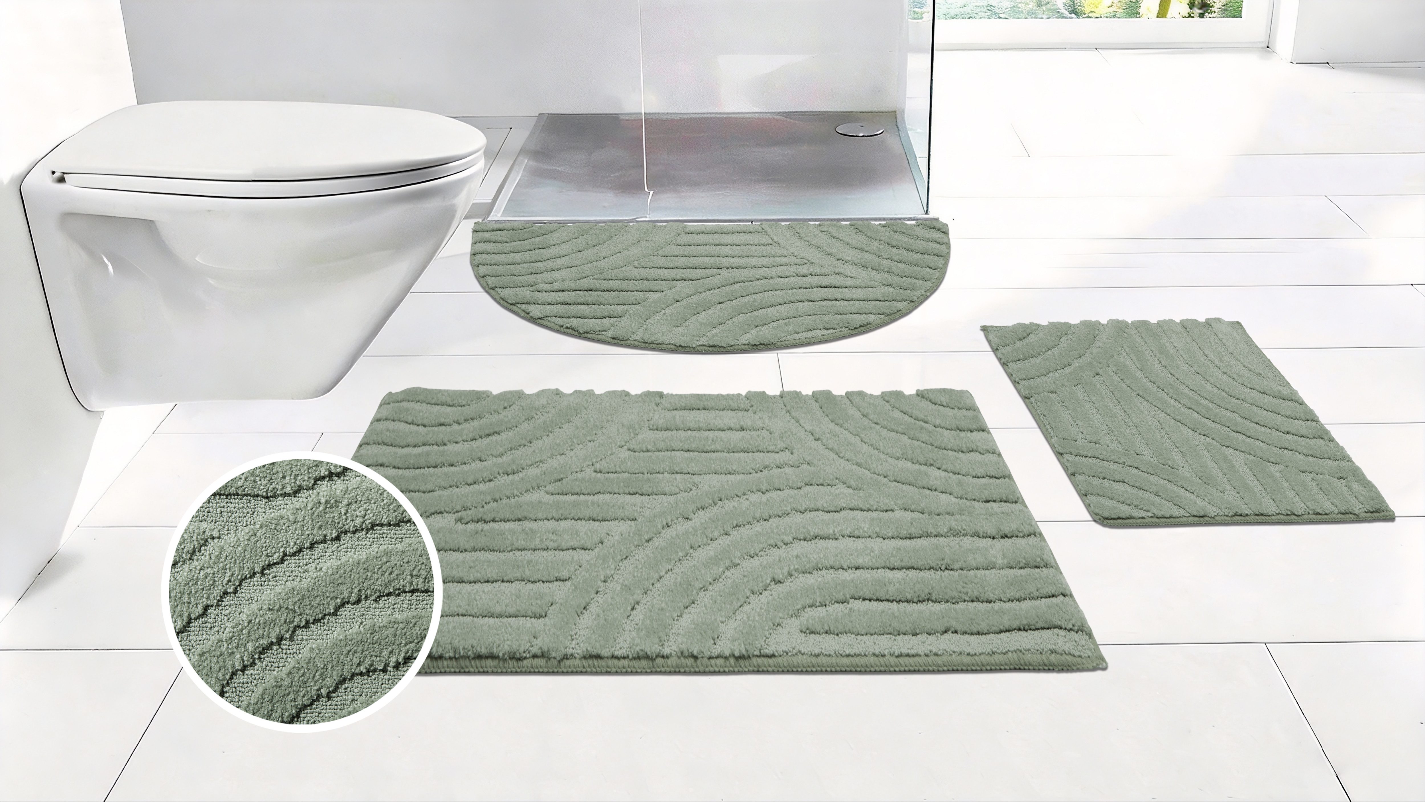 OTTO home Badematte Regona Scandi, Badvorleger, Badezimmer Teppich, Duschvorleger, Höhe 10 mm, rutschhemmend beschichtet, strapazierfähig, Polyester, rechteckig, Badteppich, Uni Farben, Hoch-Tief-Effekt, modernes Muster, Zen