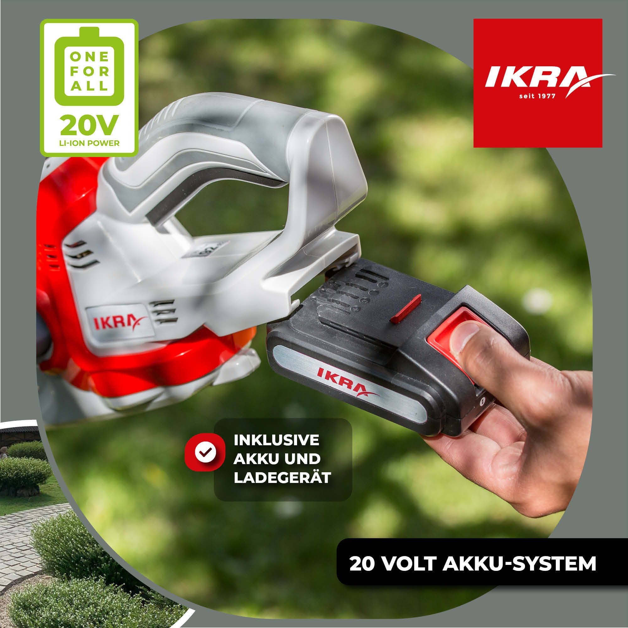 ikra GmbH Akku-Heckenschere IAHS 20-1, 20 V - Lasergeschliffene Messer