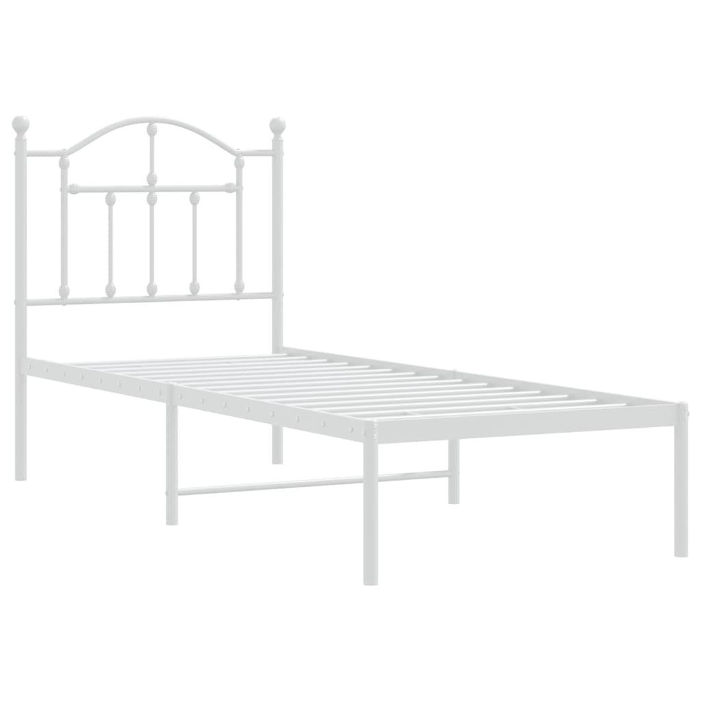 Bett Metallbett ohne Matratze mit Kopfteil Weiß 75x190 cm