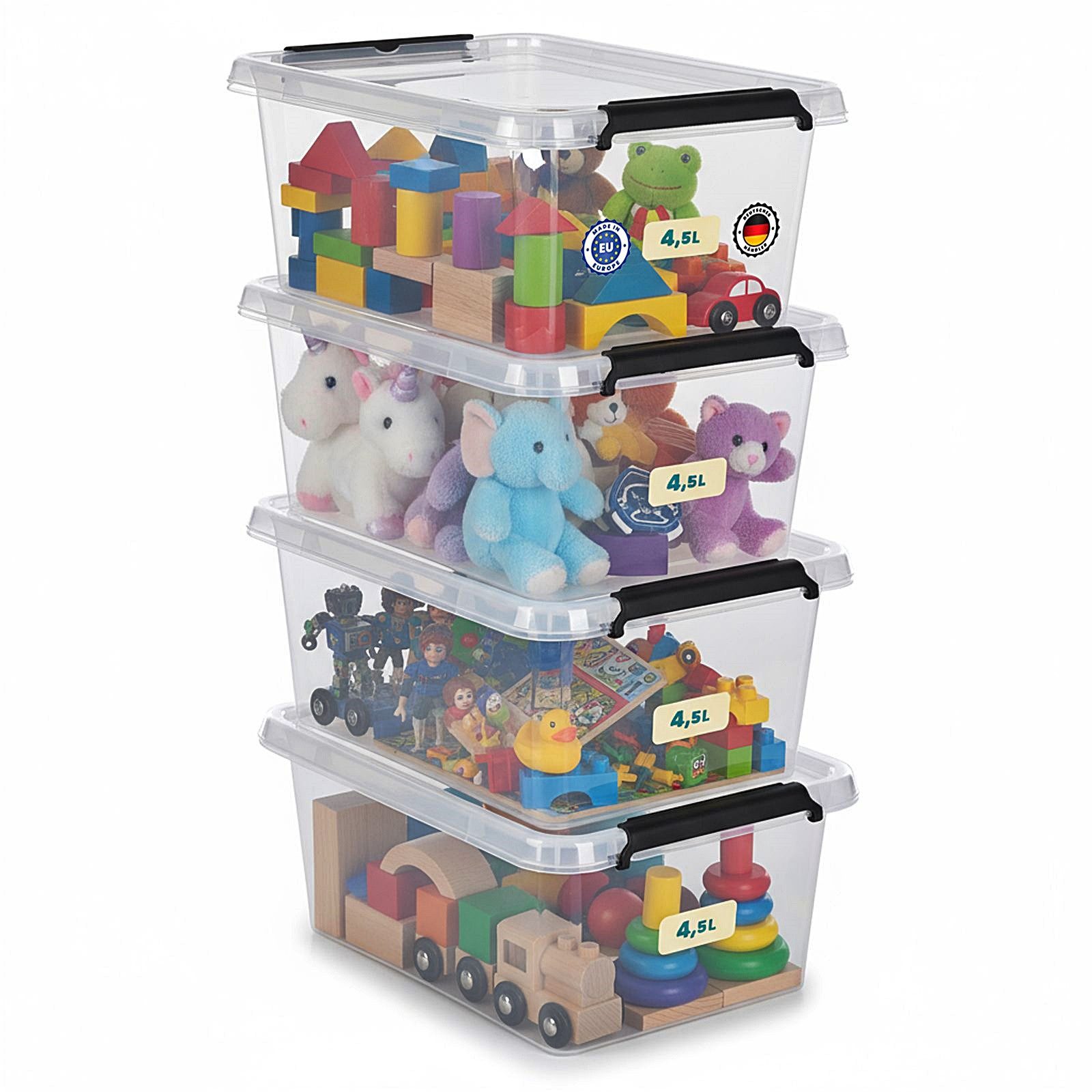 astor24 Aufbewahrungsbox Aufbewahrungsbox mit Deckel 4er Set Kunststoffbox günstig online kaufen