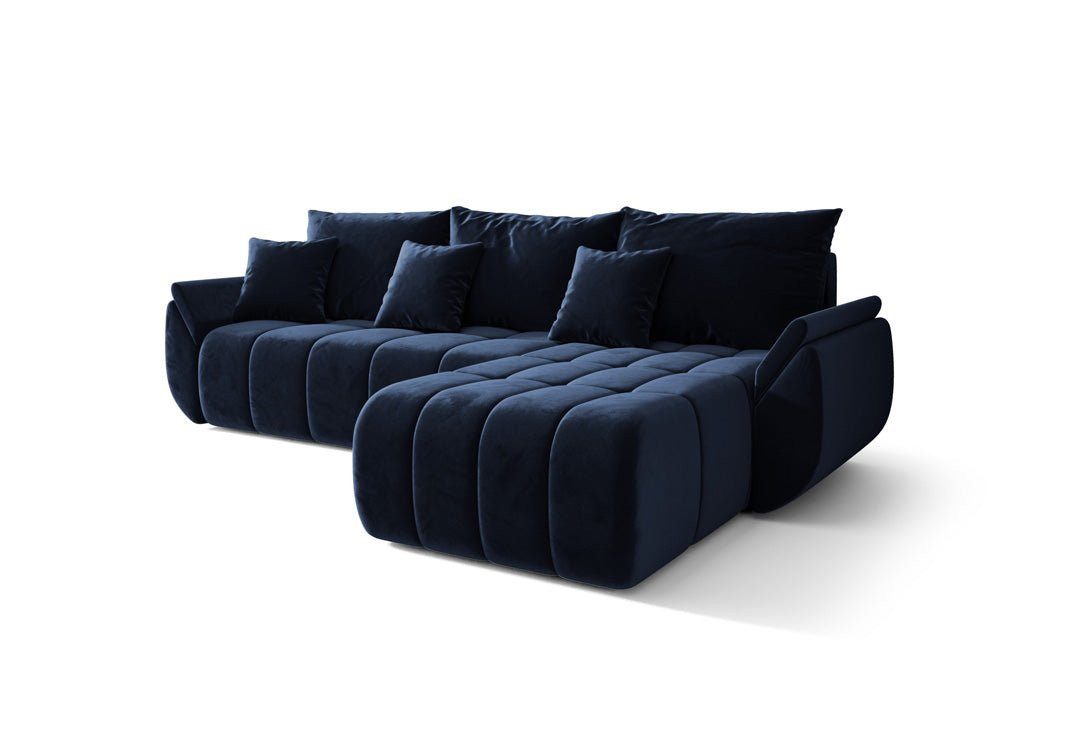 Luxusbetten24 Schlafsofa Designer Sofa Lenoa L in Samt, mit Stauraum und Schlaffunktion