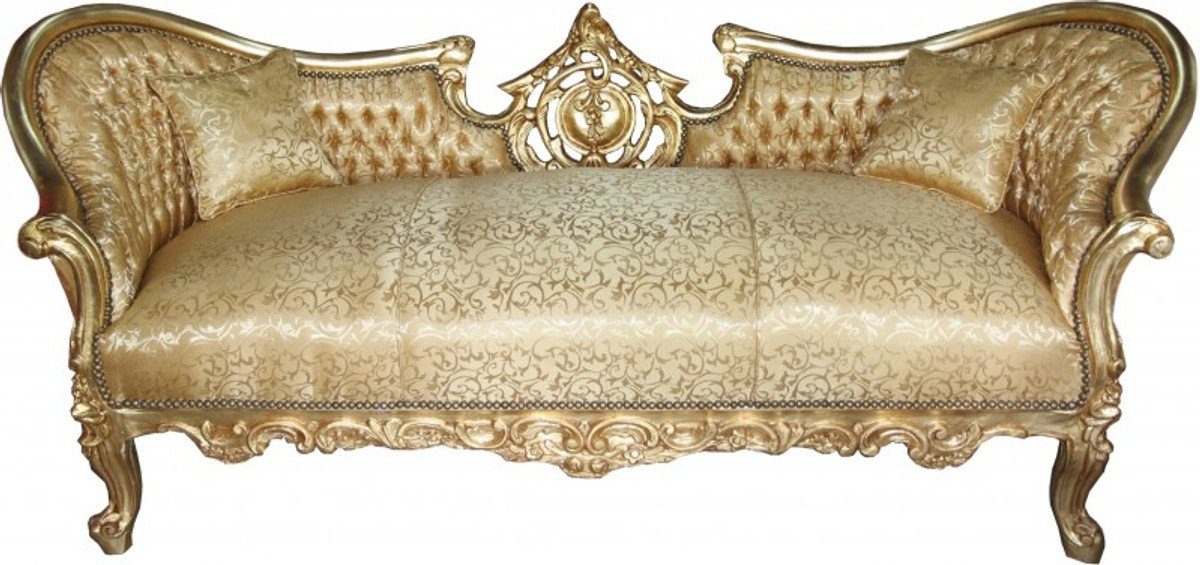 Casa Padrino Sofa Barock Sofa Garnitur "Vampire" Gold Muster Satin - Antik Design