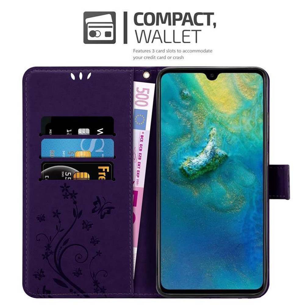 Cadorabo Handyhülle für Huawei MATE 20 Hülle Huawei MATE 20, Hülle Schutzhülle Blumen Flower mit Standfunktion Kartenfach Magnet