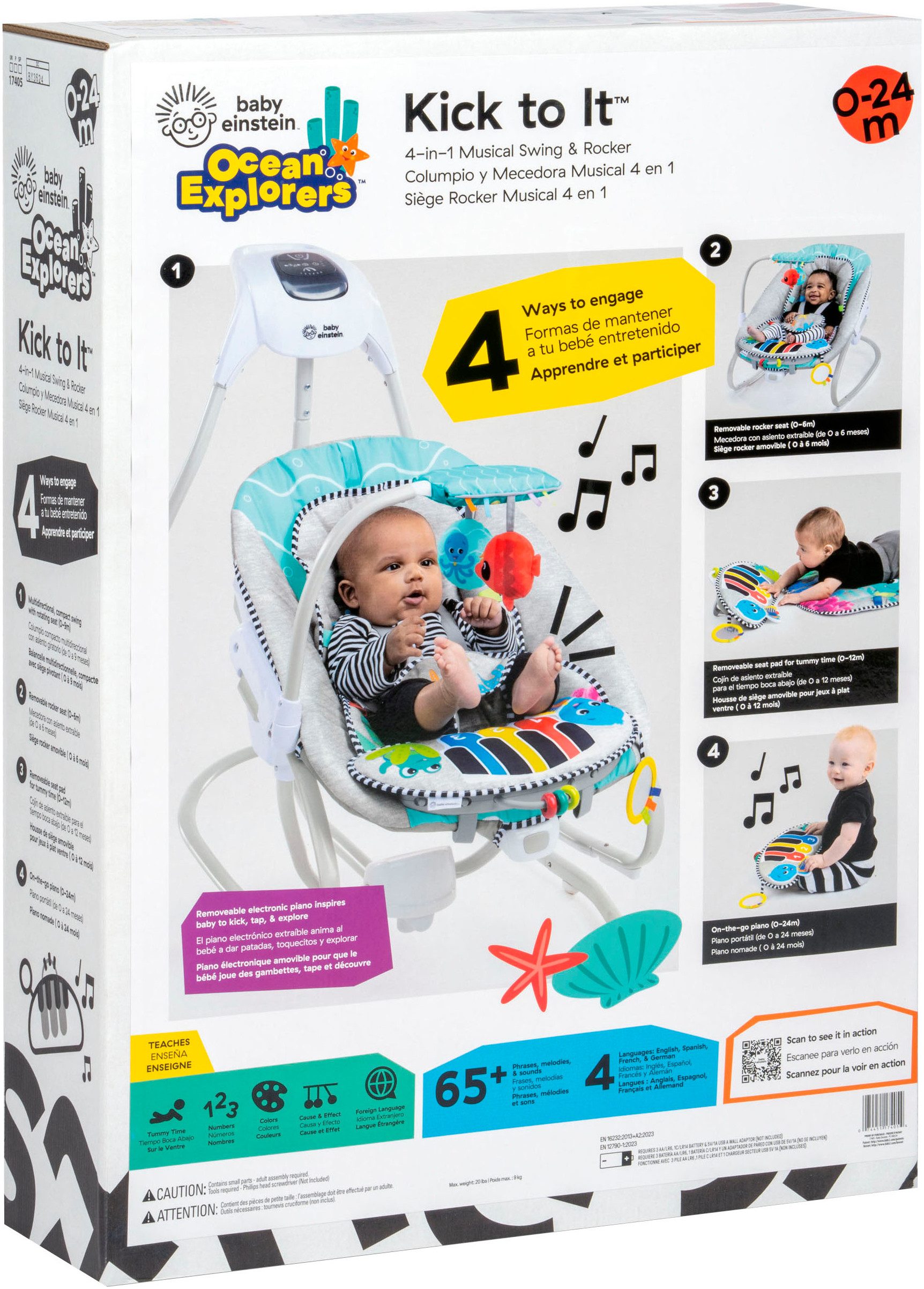 Baby Einstein Babywippe Kick to It 4-in-1 Musical Swing & Rocker, mit Sound-Effekt – Bild 4 von 5