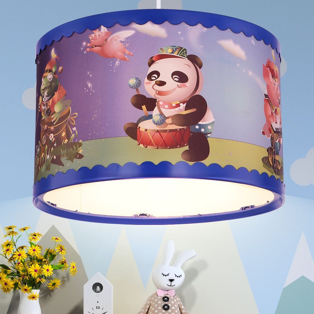 bunt Pendelleuchte, LED etc-shop Leuchtmittel Motive inklusive, Spiel Warmweiß, Lampe Decken Tier Pendel Kinder Zimmer