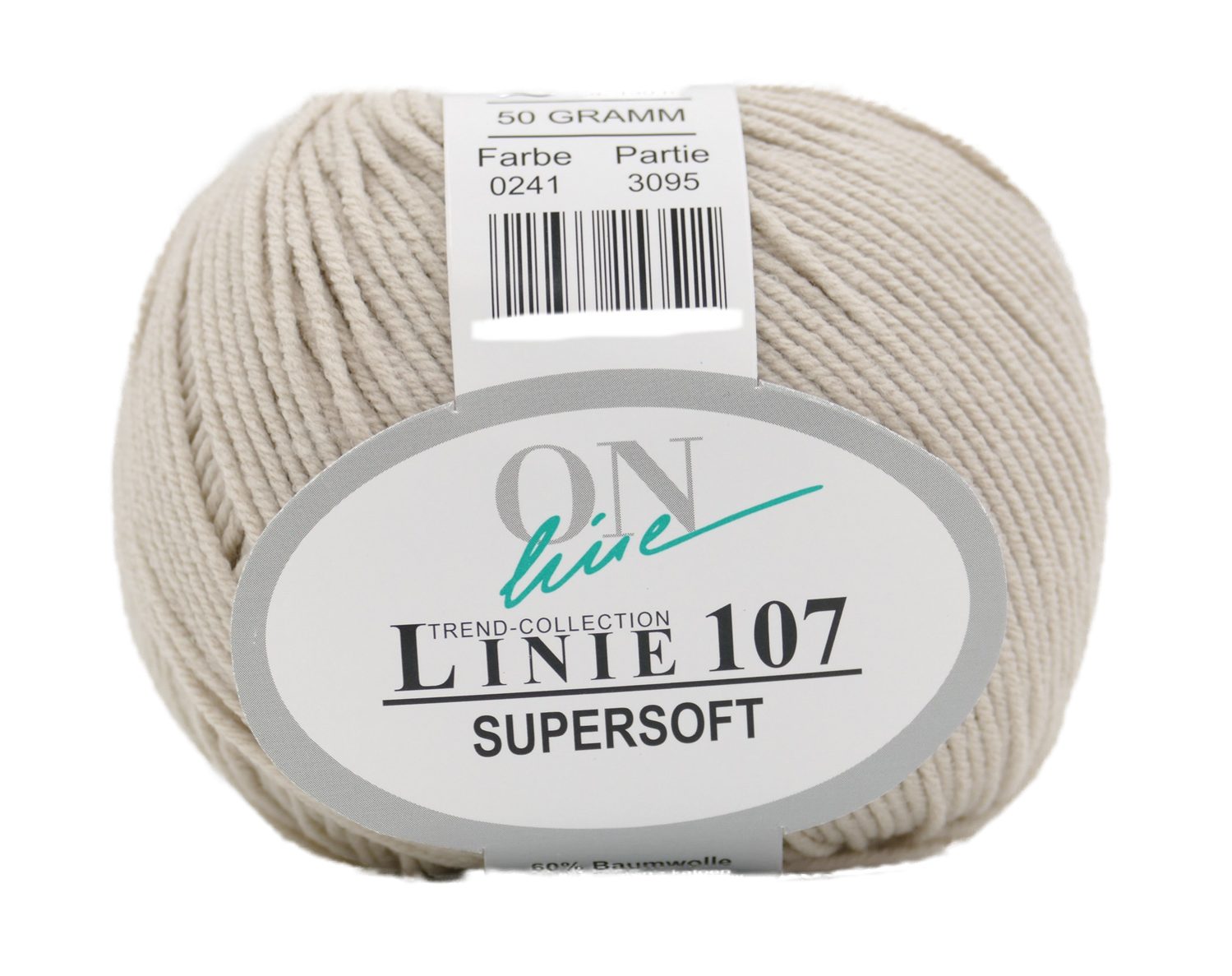 Online Garne Linie 107 Supersoft Baumwollmischgarn Häkelwolle, (pastell und bunt, Wolle zum stricken und häkeln, Strickgarn, Handstrickgarn), 60% Baumwolle, 40% Polyacryl