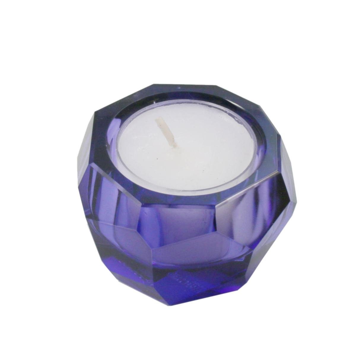 4 (Stück) H kobaltblau Teelichthalter ca Gift-Company Giftcompany Teelichthalter Kristallglas cm