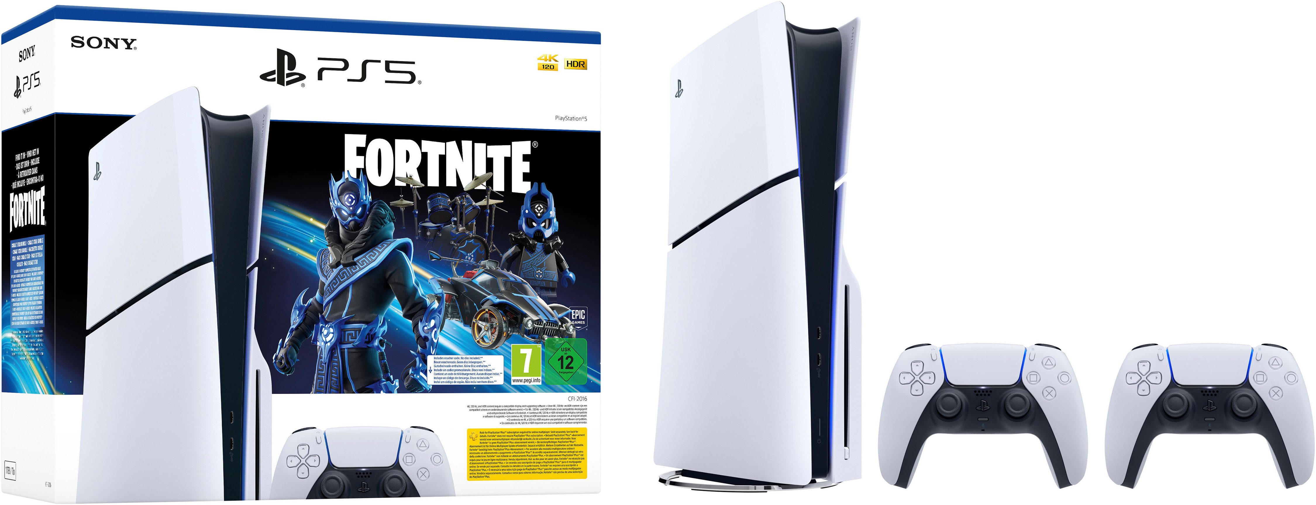 PlayStation 5 Disk Edition (Slim) – Fortnite Cobalt Star Bundle + zweiten DS 1TB