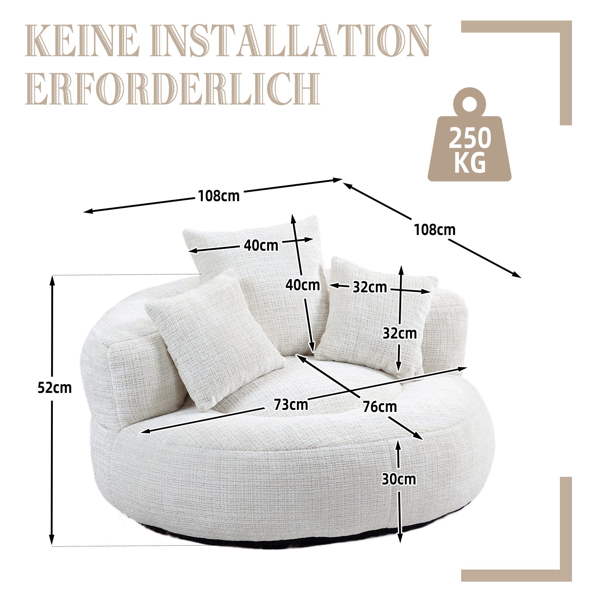 Celya Sitzsack Lazy Sofa Gaming Sofa Stuhl mit drei Kissen,hoch Rücken Sitz günstig online kaufen