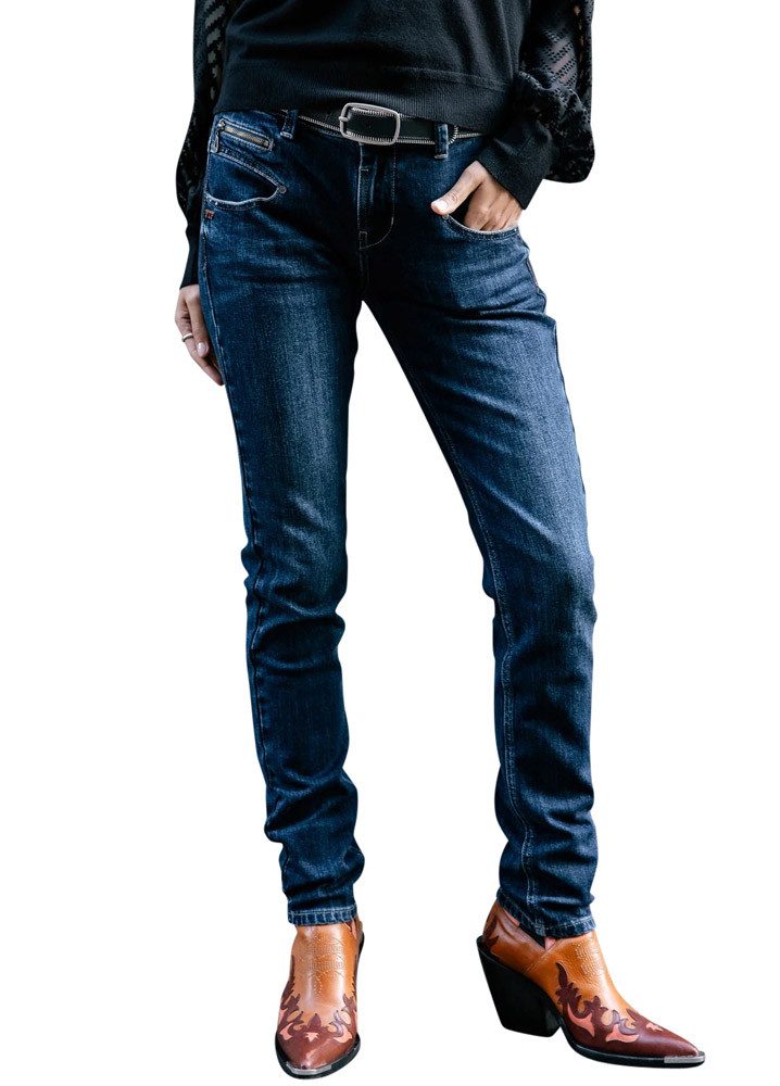 Freeman T. Porter Slim-fit-Jeans Alexa High Waist stretch Denim battle Achtung - Gürtel nicht mit im Lieferumfang! dient nur als Dekoration!