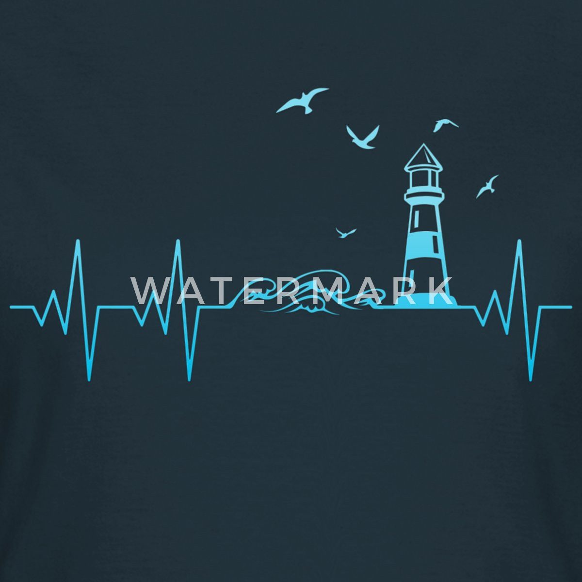 Spreadshirt T-Shirt Küste Meer Leuchtturm Herschlag EKG Moin Frauen T-Shirt (1-tlg) Slim Fit, fällt klein aus