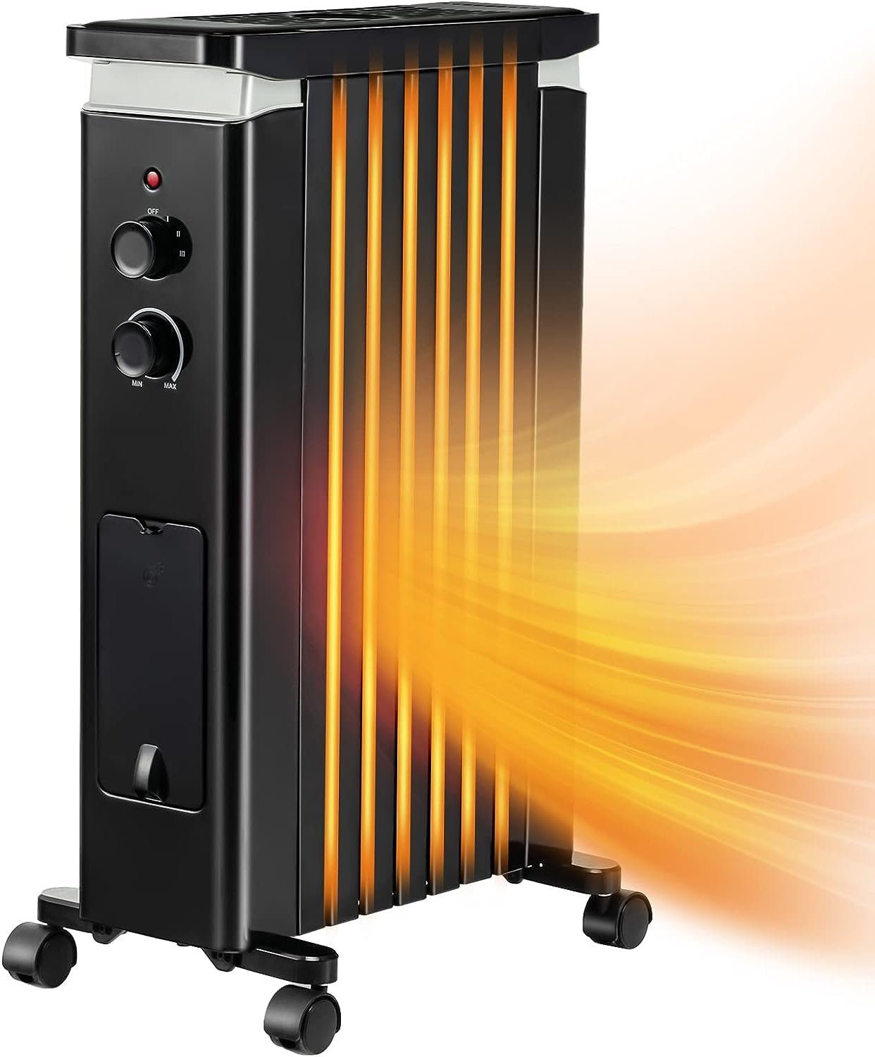KOMFOTTEU Ölradiator, mit 7 Rippen, 5-35℃, Thermostat, 1500 W | Mobile Heizgeräte
