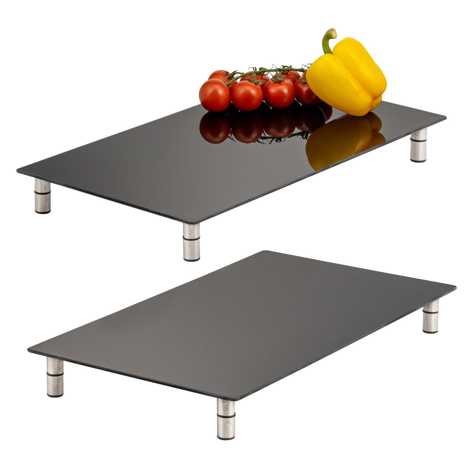 Schneide- und Abdeckplatte 2er Set aus Glas ca. 52 x 4 x 30 cm (B/H/T)