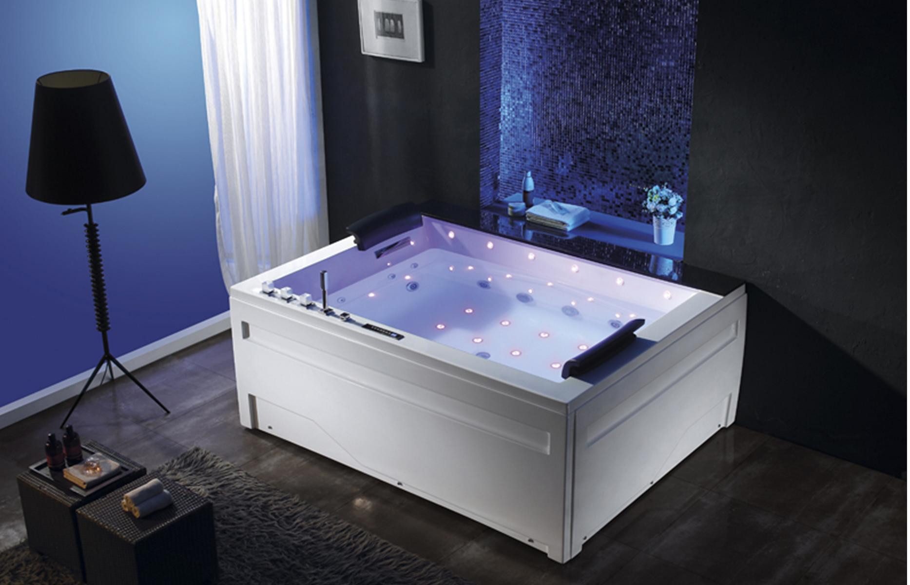 Duwilux Whirlpool-Badewanne Edler XL Whirlpool Jackson 2 190x150 Badewanne Whirlwanne, (1-tlg), Vollausstattung