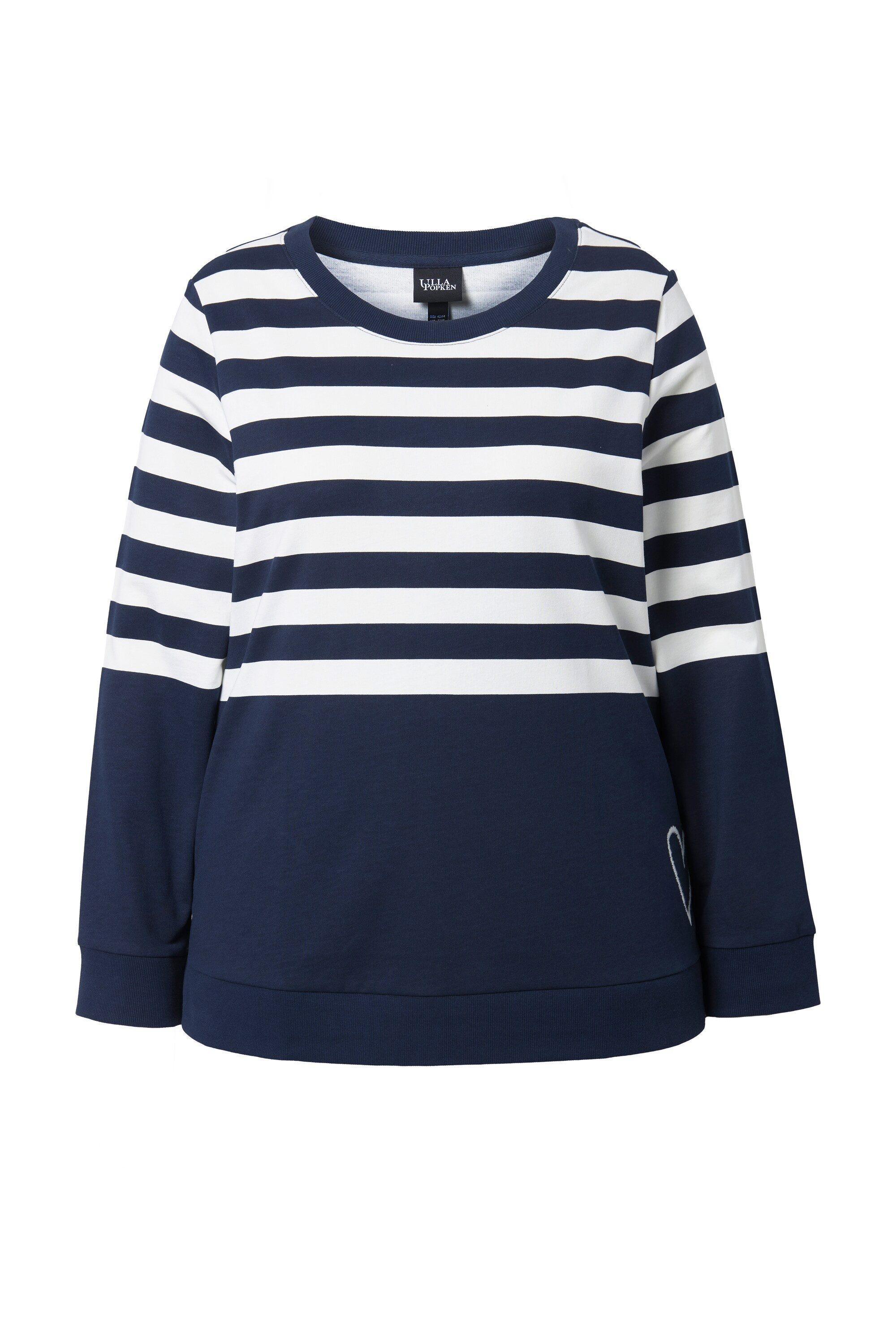 Sweatshirt Sweatshirt Ringel Herzstickerei Rundhals Langarm