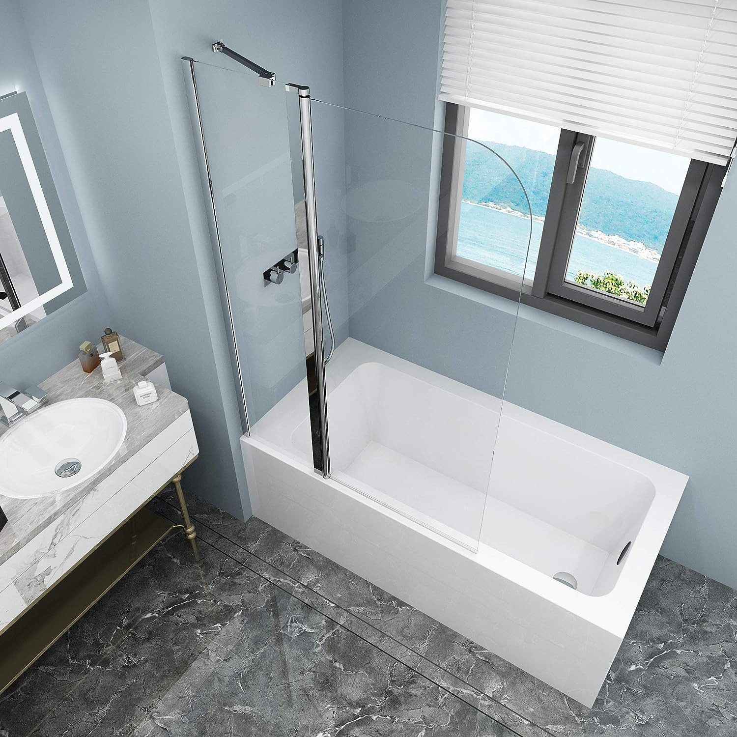 Boromal Duschwand für Badewanne Badewannenaufsatz Badewannenfaltwand günstig online kaufen