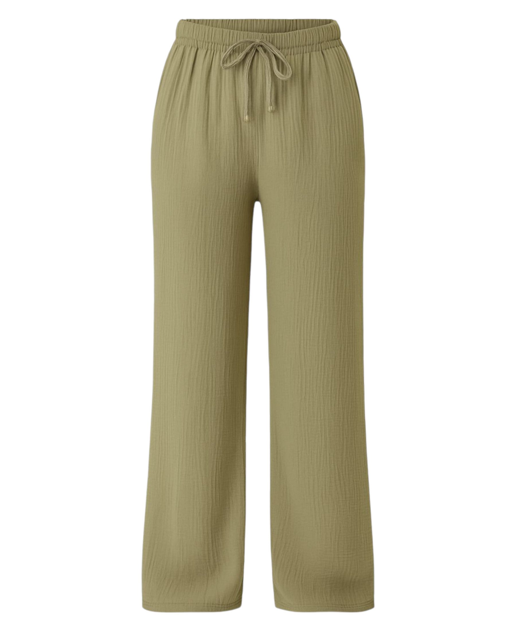 Palazzohose Damen Musselin-Hose - Sommerhose 100 % Baumwolle, elastischer Bund