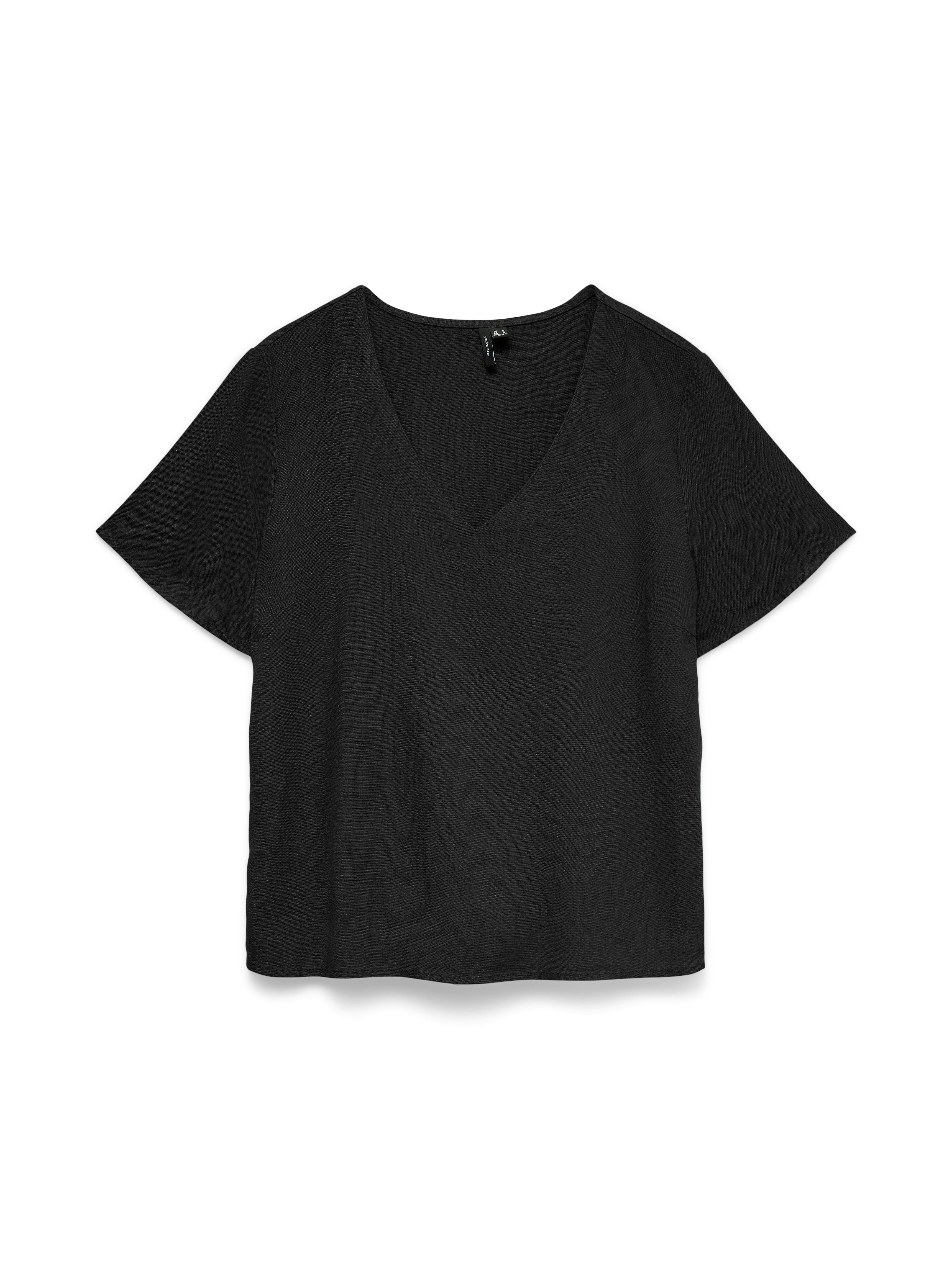 Vero Moda Blusenshirt VMMYMILO S/S V-NECK TOP WVN GA mit klassischem Schnitt