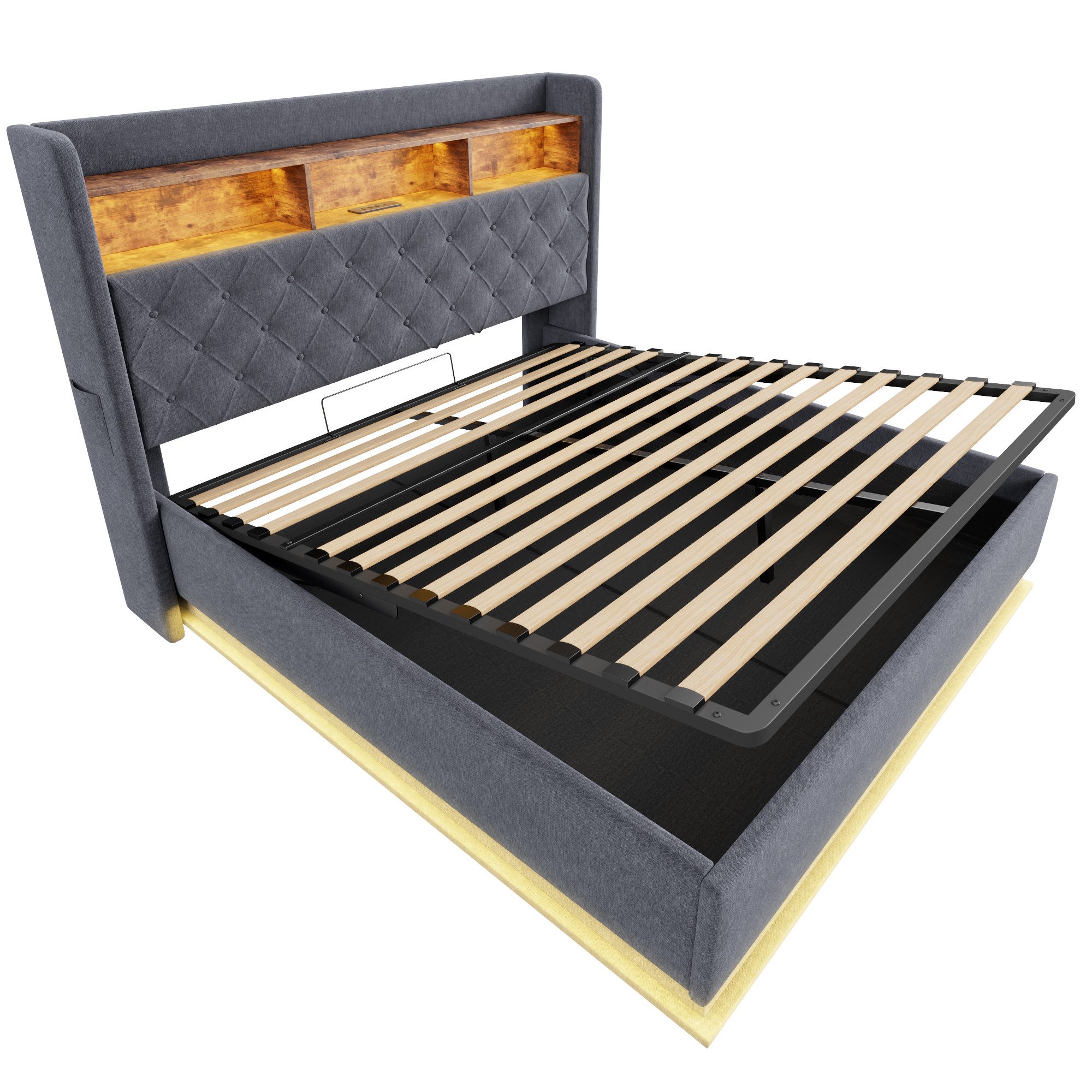 OKWISH Polsterbett Funktionsbett,Stauraumbett,Doppelbett,Gästebett (Luxuriö günstig online kaufen