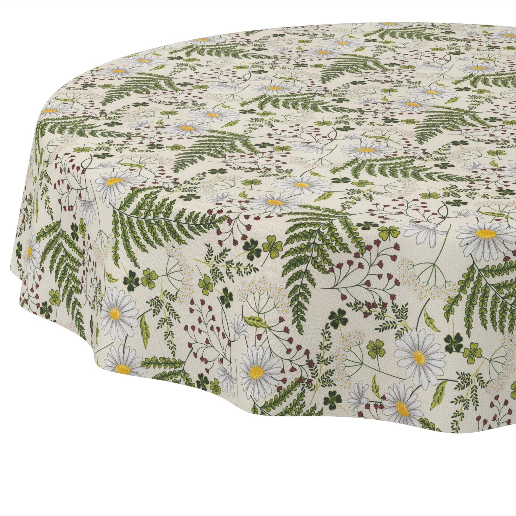 ANRO Tischdecke abwaschbar Tischtuch Baumwolle Polyester wasserabweisend (Einzelstück 1-tlg), Schmutzabweisend Garten Grün Rund 100cm
